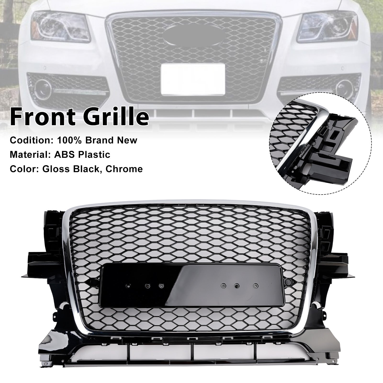 2009-2012 Audi Q5 Chrome/Black Front Bumper Grill Grille 8R0853651B