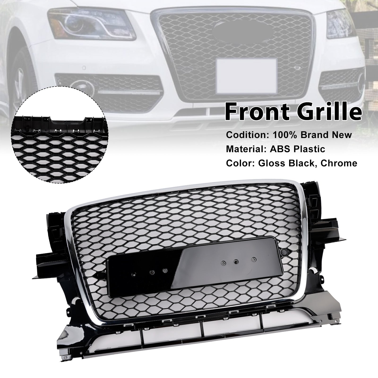 2009-2012 Audi Q5 Chrome/Black Front Bumper Grill Grille 8R0853651B