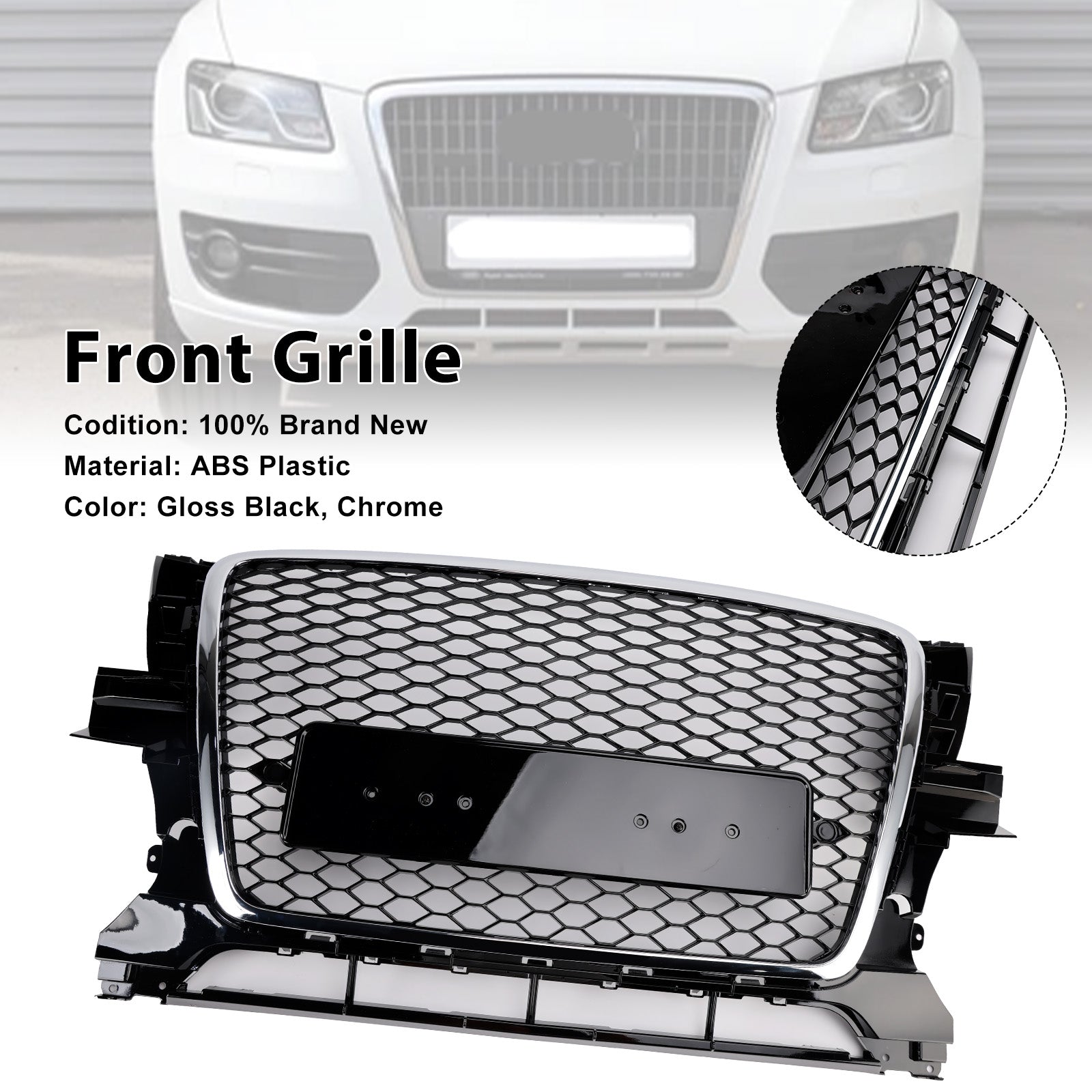 2009-2012 Audi Q5 Chrome/Black Front Bumper Grill Grille 8R0853651B