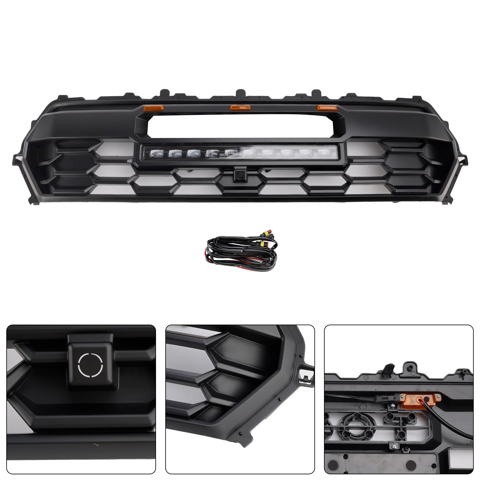 2024+ Toyota Tacoma avec barre lumineuse LED Grille de pare-chocs avant noire