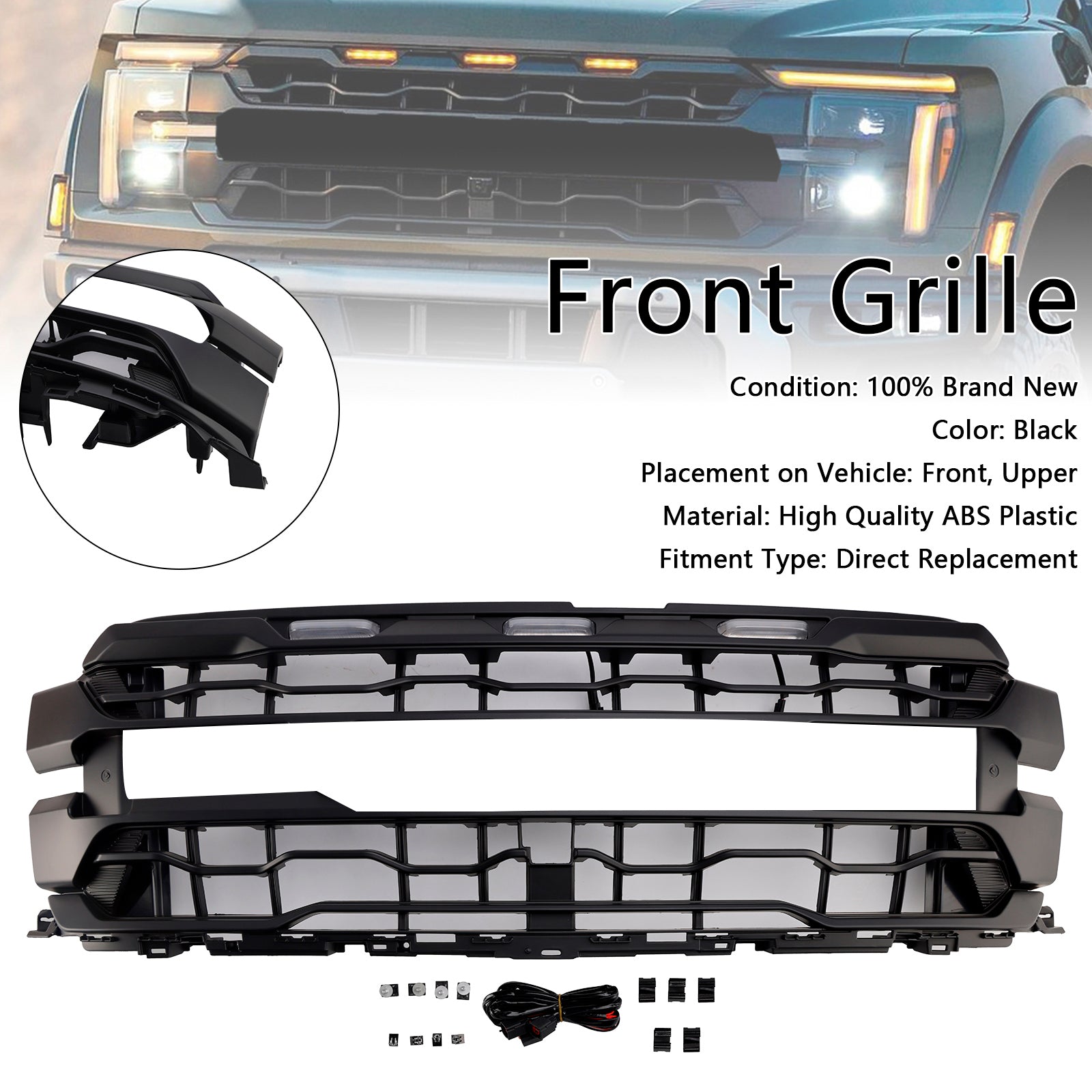 Zwarte voorbumpergrille, alleen geschikt voor Ford F150 RAPTOR 2024+