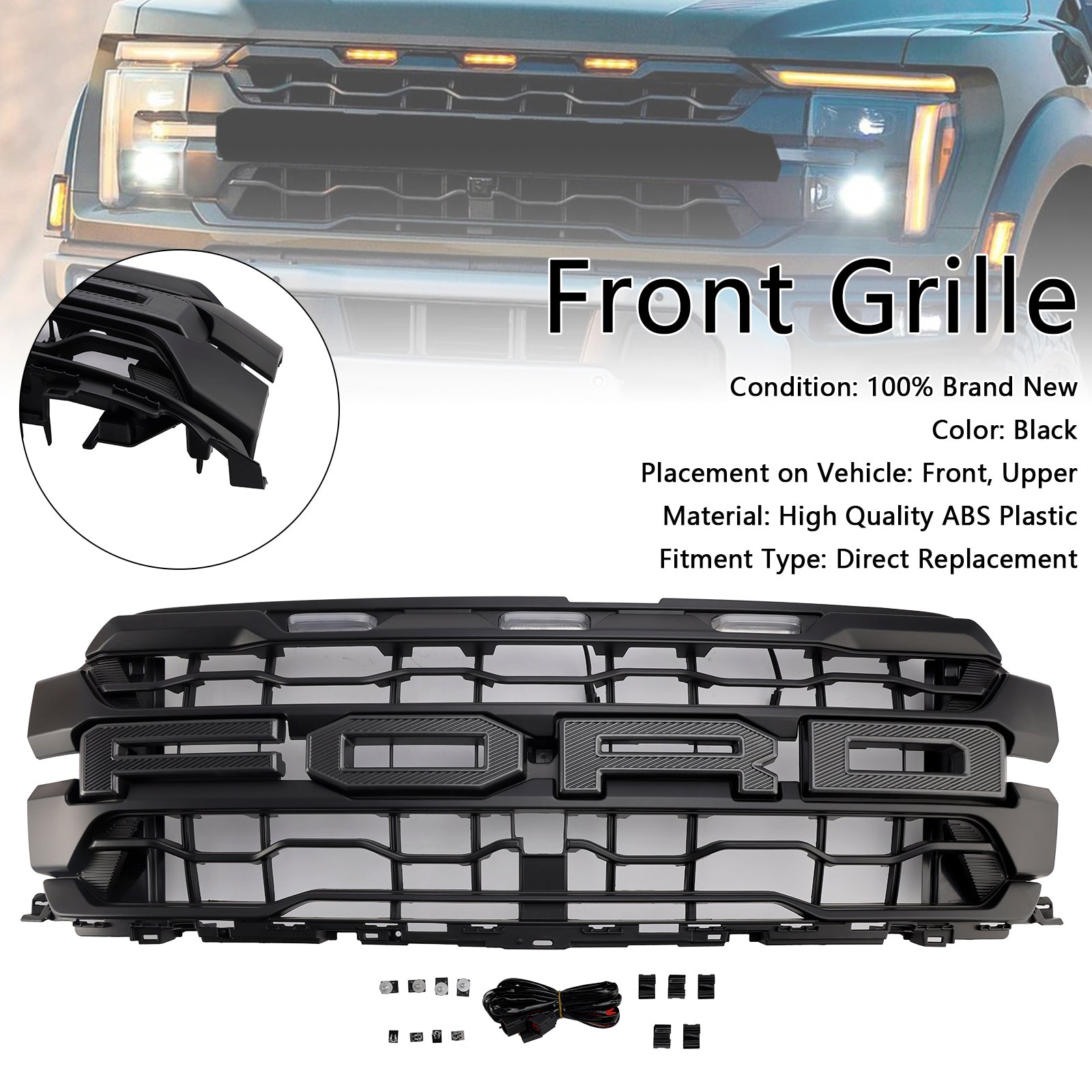 2024+ Ford F150 Raptor Black Front Bumper Grill Grill