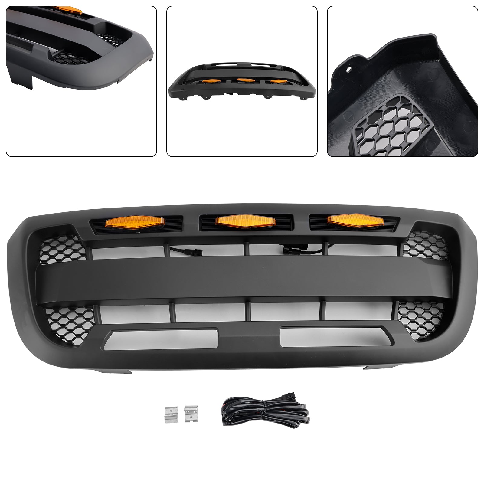 2004-2011 Ford Ranger avec lumière LED Grille de pare-chocs avant noire mate