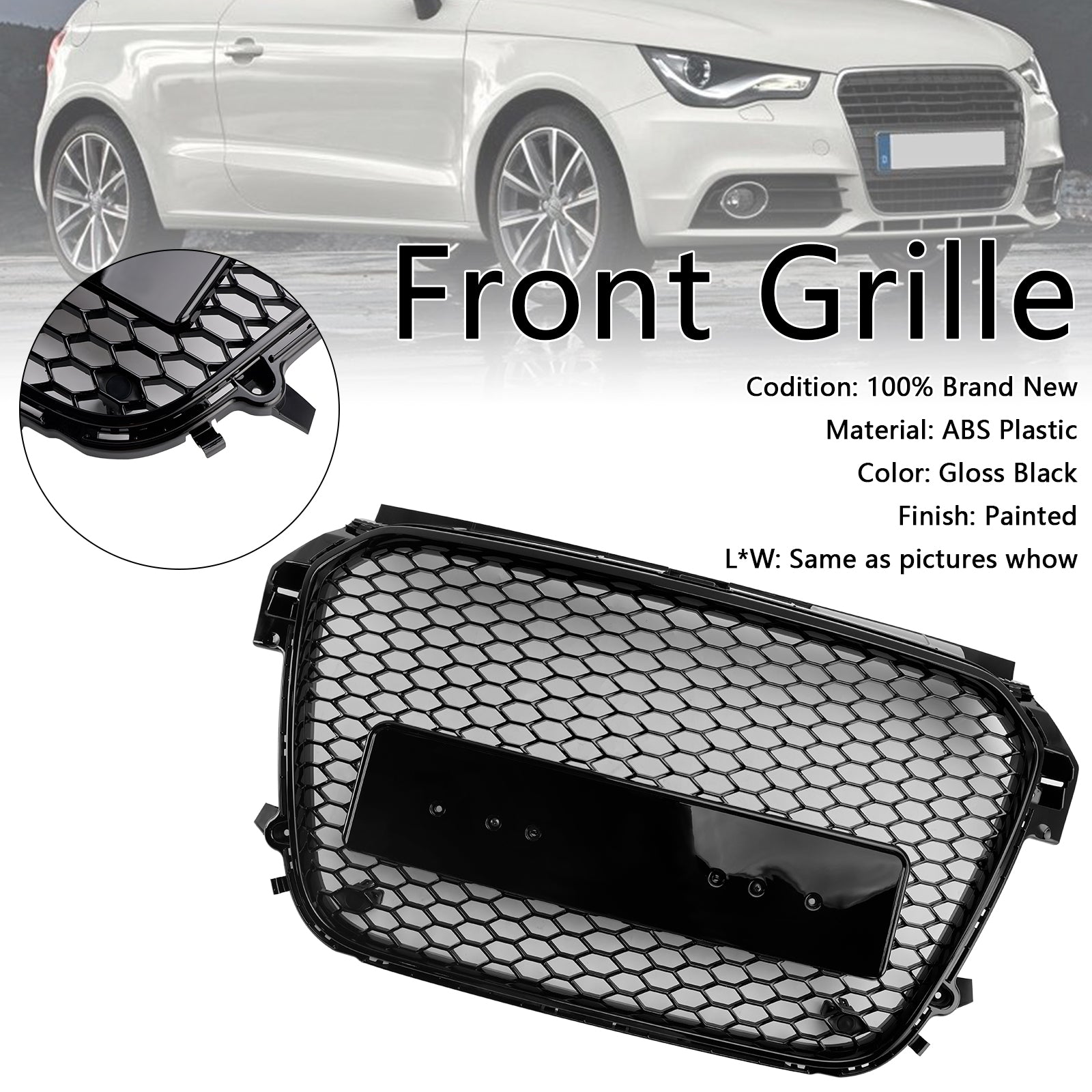 2010-2014 Audi A1 S1 Pre-Facelift Glanzend Zwart Honingraat Bumper Grill Grille