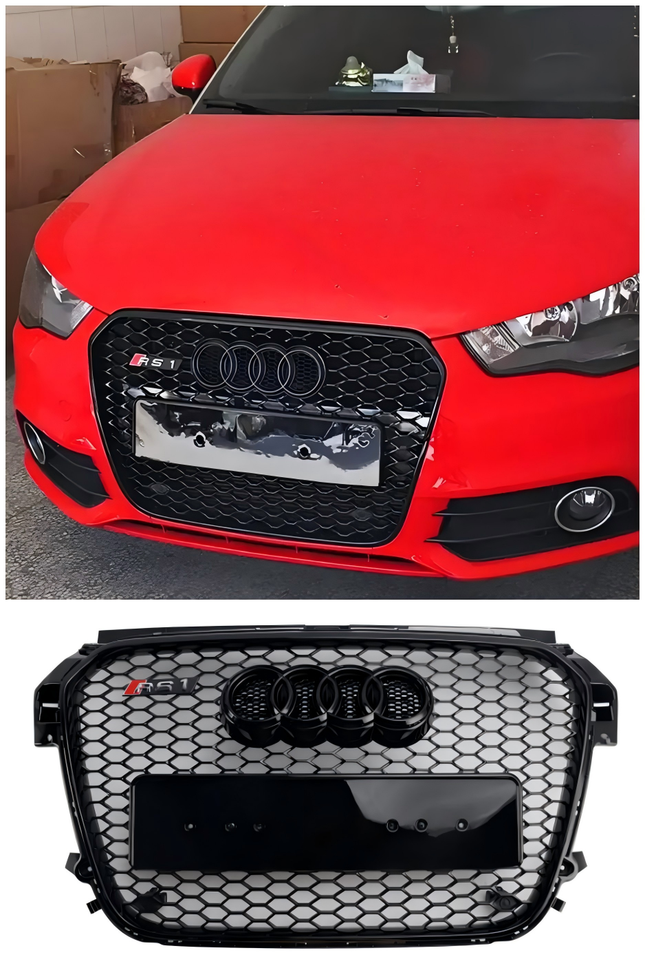 2010-2014 Audi A1 S1 pred fatiflifetom Gloss Black Front Honeycomb Bumper Grill Grill