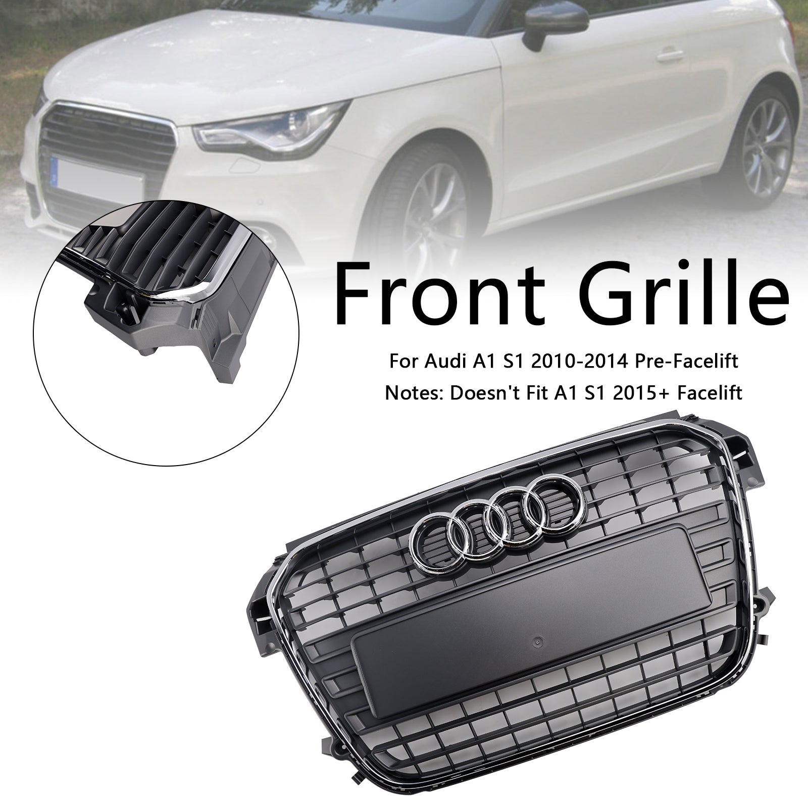 Audi A1 S-Line MK1 2010-2014 Krom främre stötfångargrill