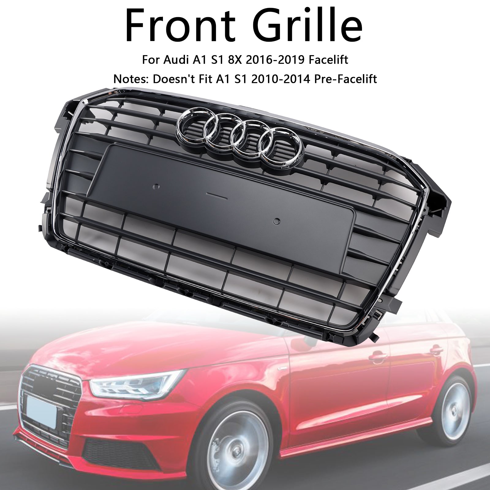 2016-2019 Audi A1 S1 Mk1 Facelift Chrome Front Bumper Grille Grill