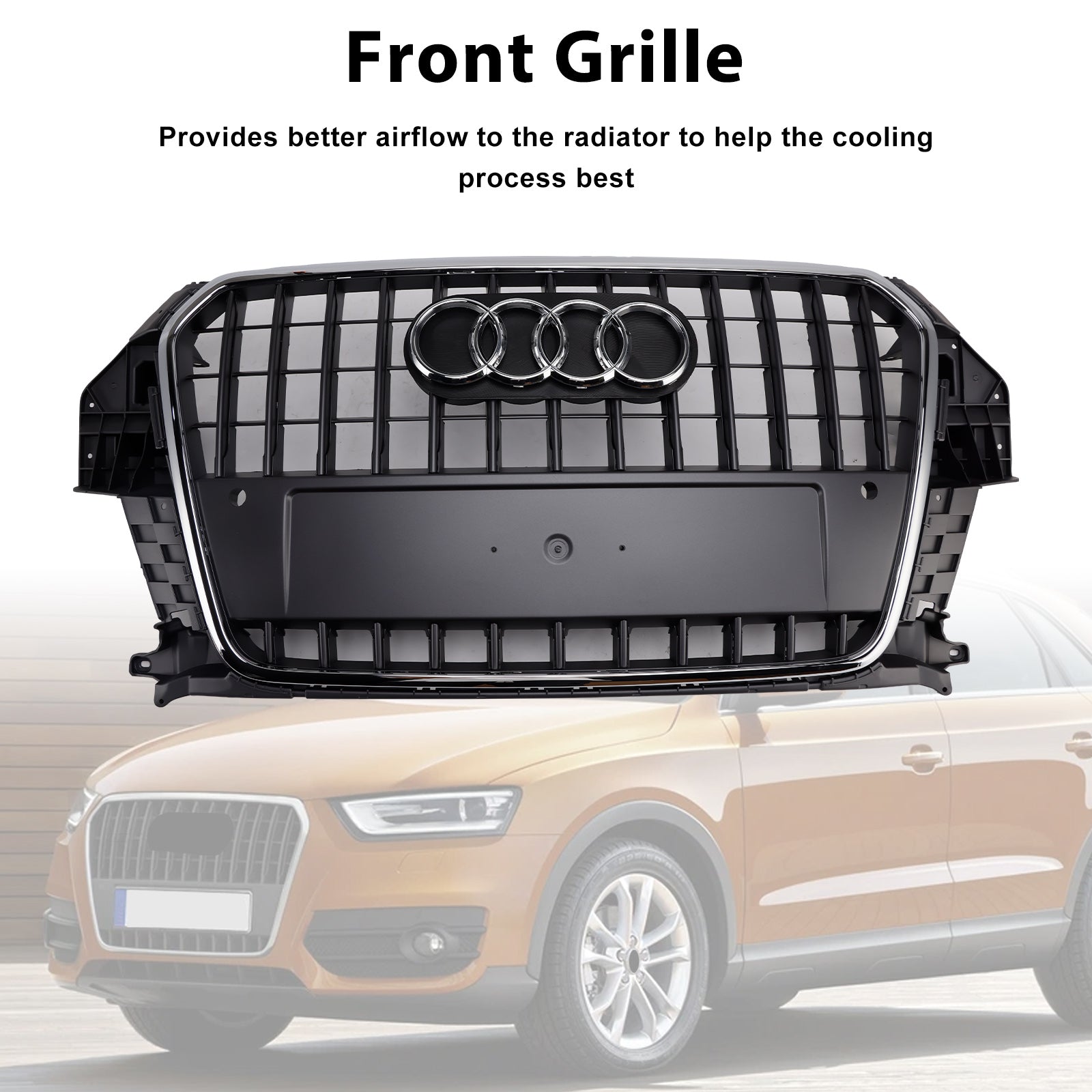 2011-2015 Audi Q3/S-Line Gray Chrome Front Mesh Grille Grill 5060531048501
