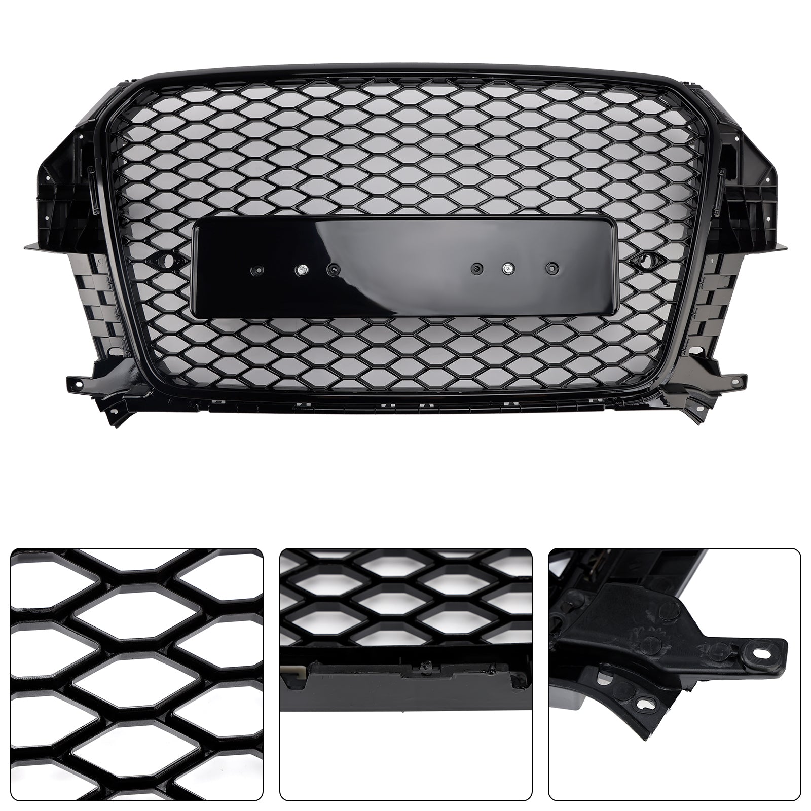 RSQ3 Style Front Honeycomb Mesh Grille Fit Audi Q3 2011-2015 Gloss Black