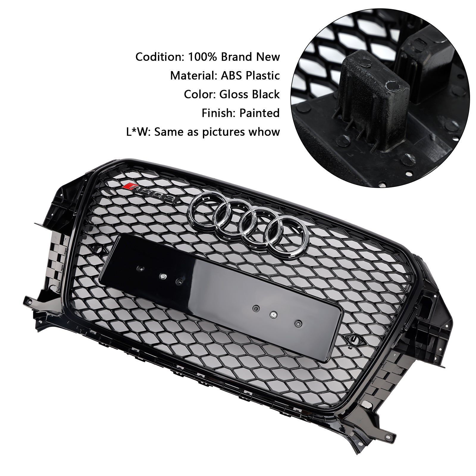 2011-2015 Audi Q3 S-Line RSQ3 Style Front Honeycomb Mesh Grille Bloss Black