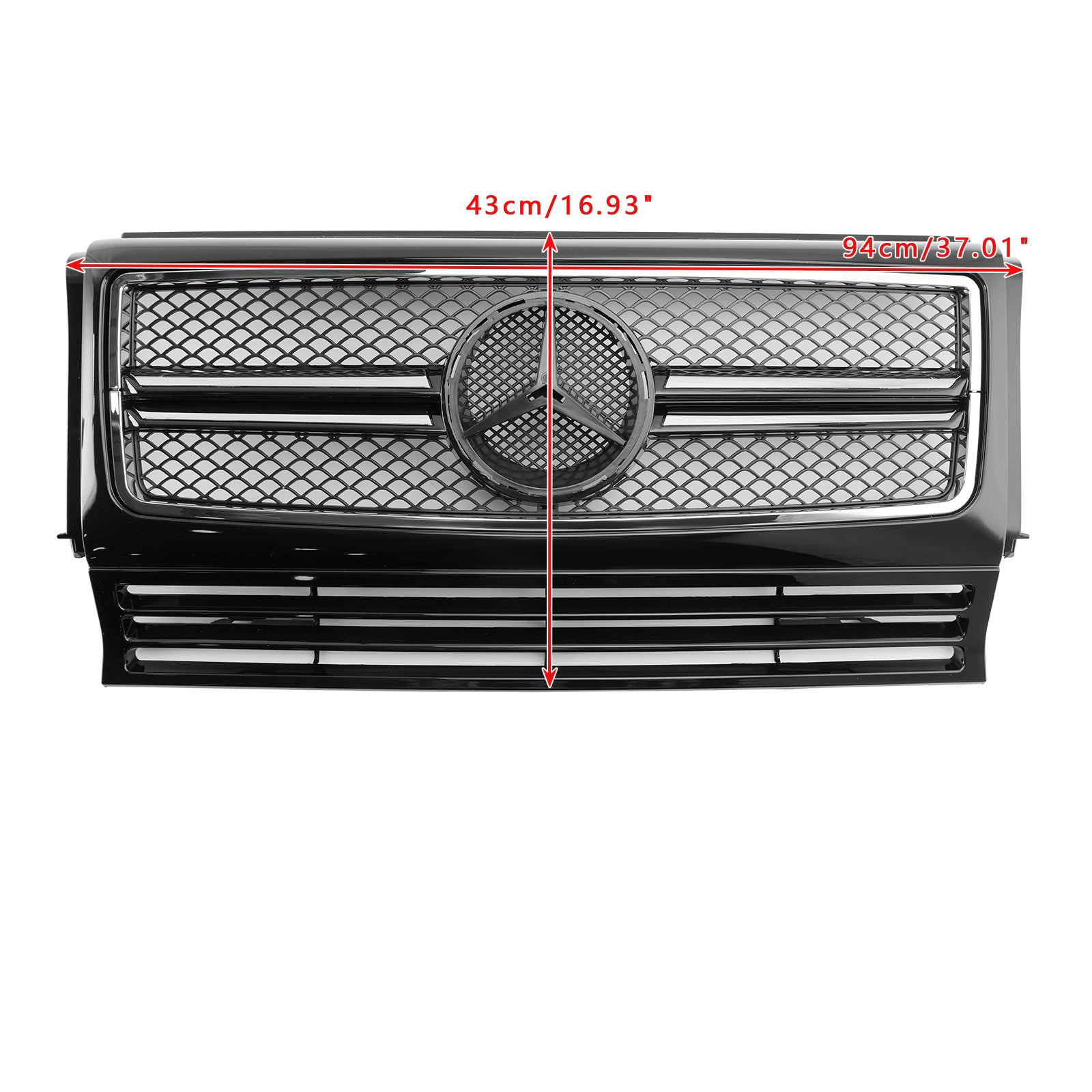 Mercedes Benz Classe G 1990-2018 W463 Grille de pare-chocs avant noire chromée