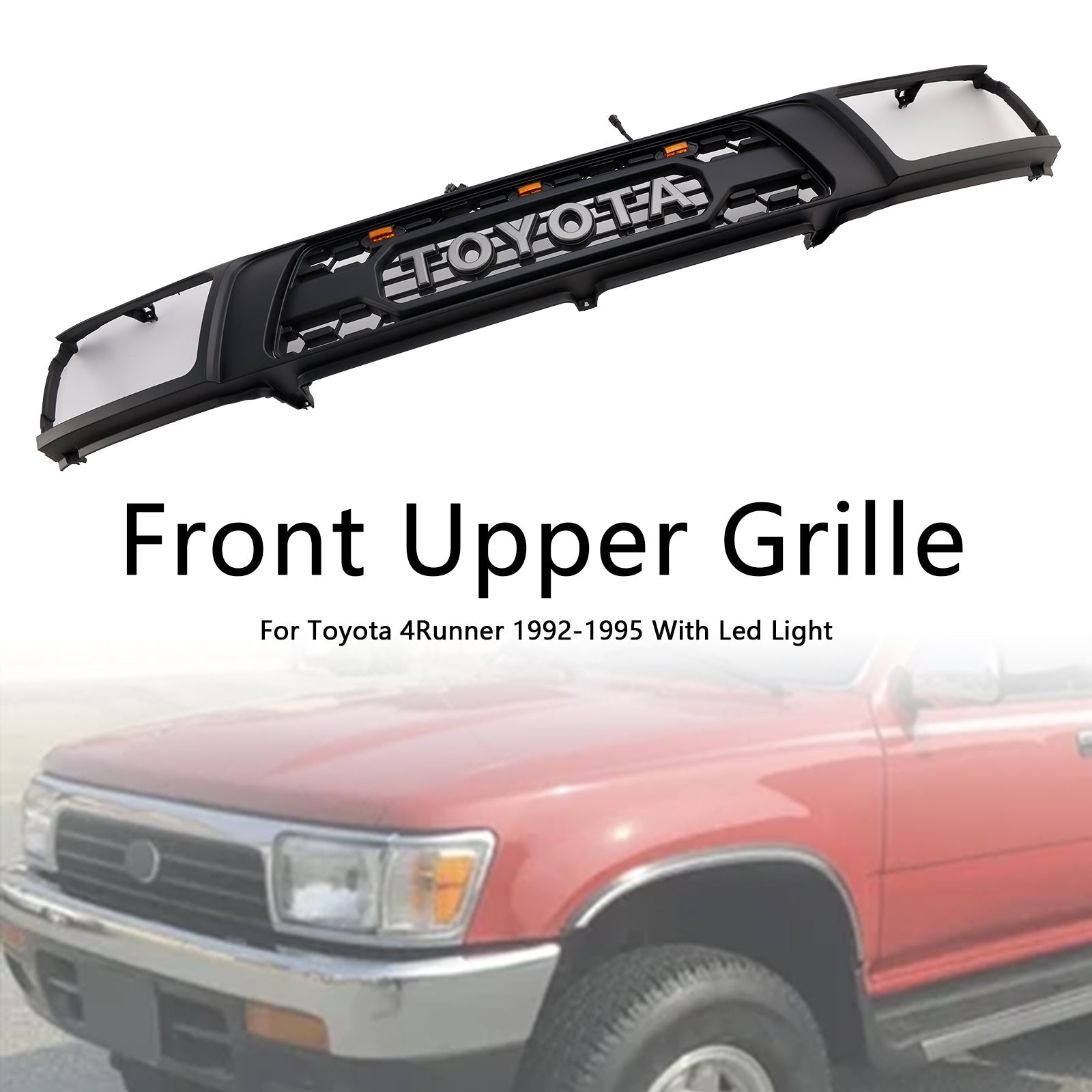 1992 1993 1994 1995 Toyota 4Runner With Led Matte Black Front Bumper Grill Grille