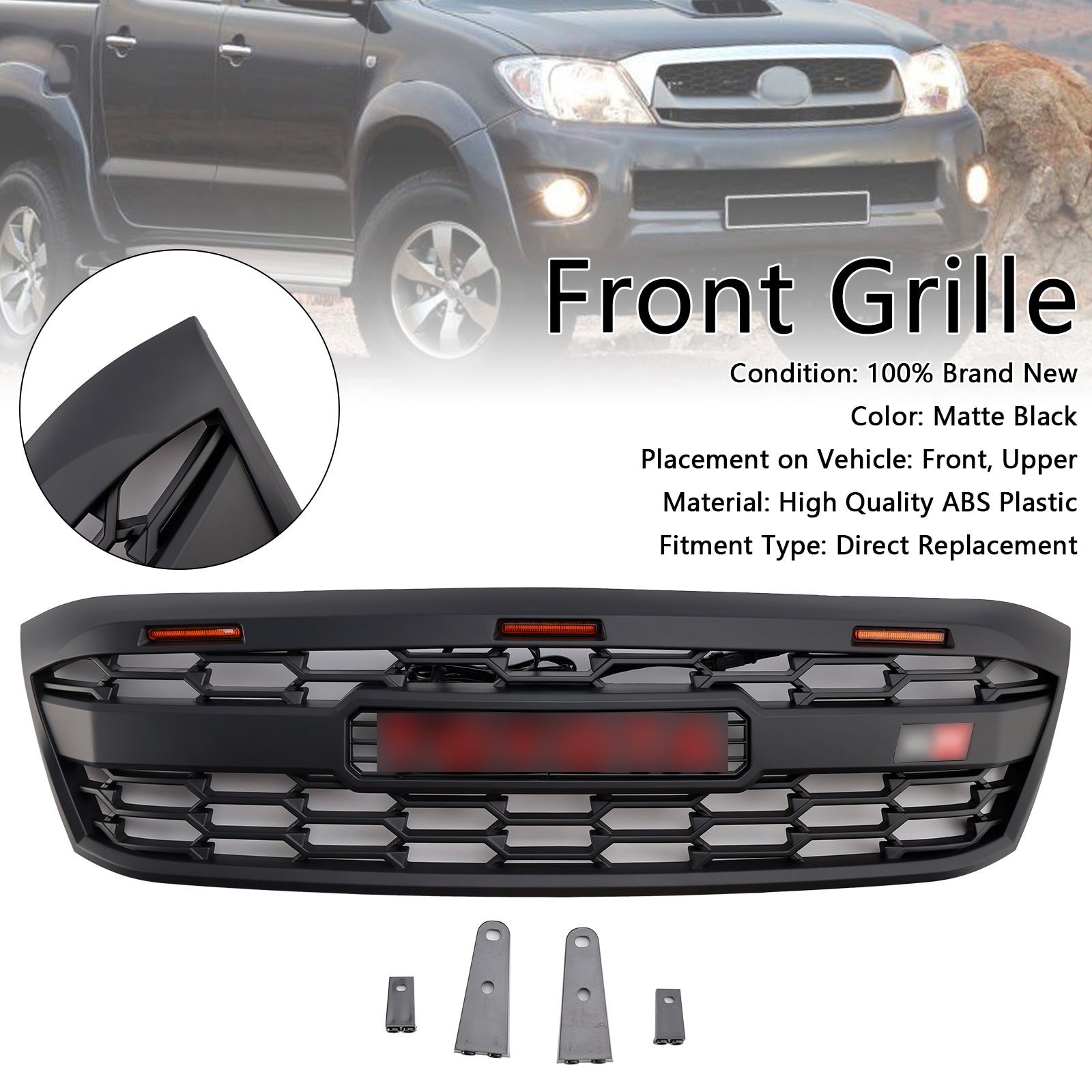 2005-2011 Toyota Hilux N70 Pre-Facelift s predným nárazníkom v štýle LED GR GRILL GRILLE