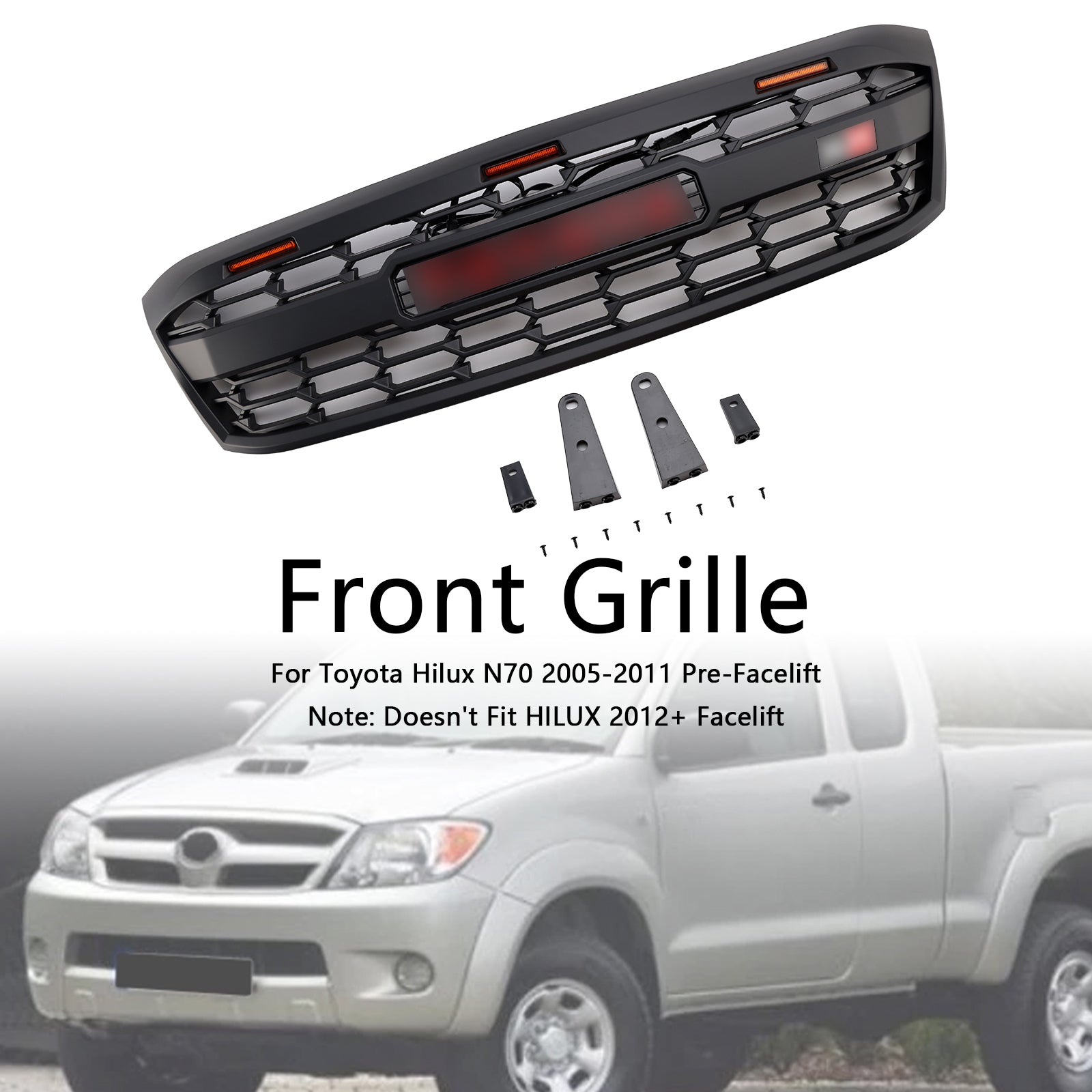 2005-2011 Toyota Hilux N70 Pre-Facelift s predným nárazníkom v štýle LED GR GRILL GRILLE