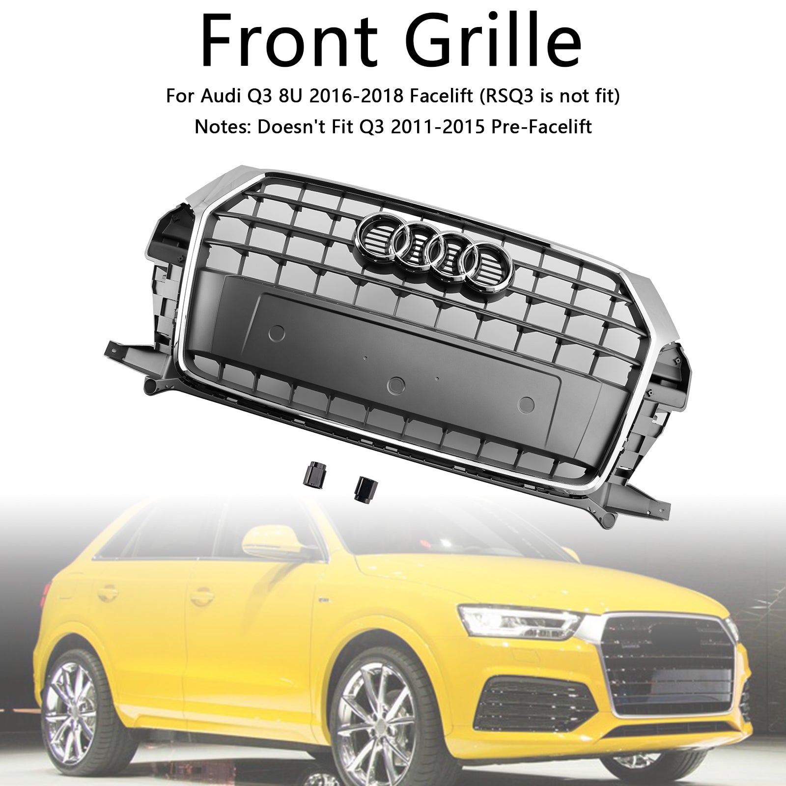 2016-2018 Audi Q3 8U facelift Chrome Front Bumper Grill Grille 8U0853653M