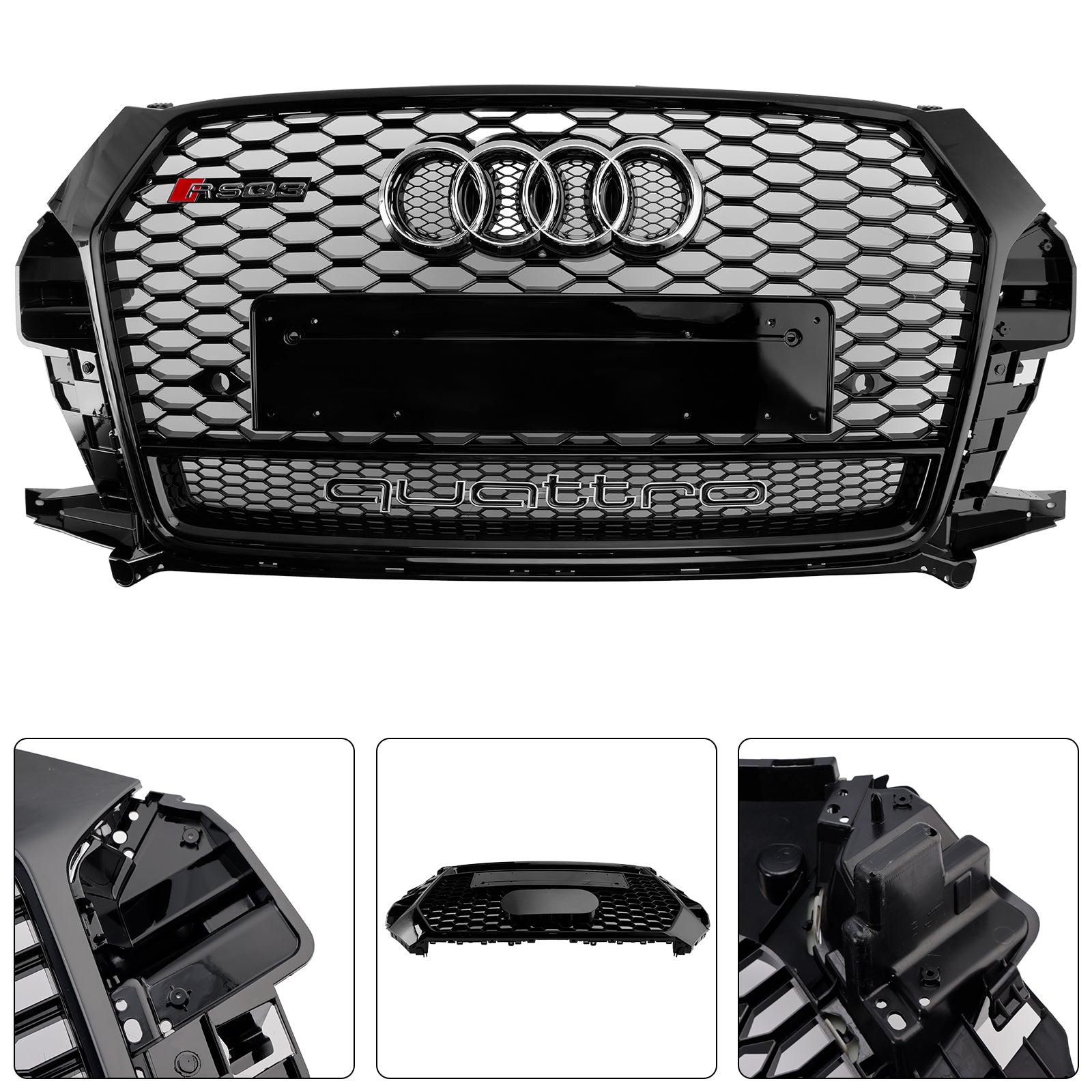 2016-2018 Audi Q3 RSQ3 Style Front Honeycomb Grill Grille Gloss Black