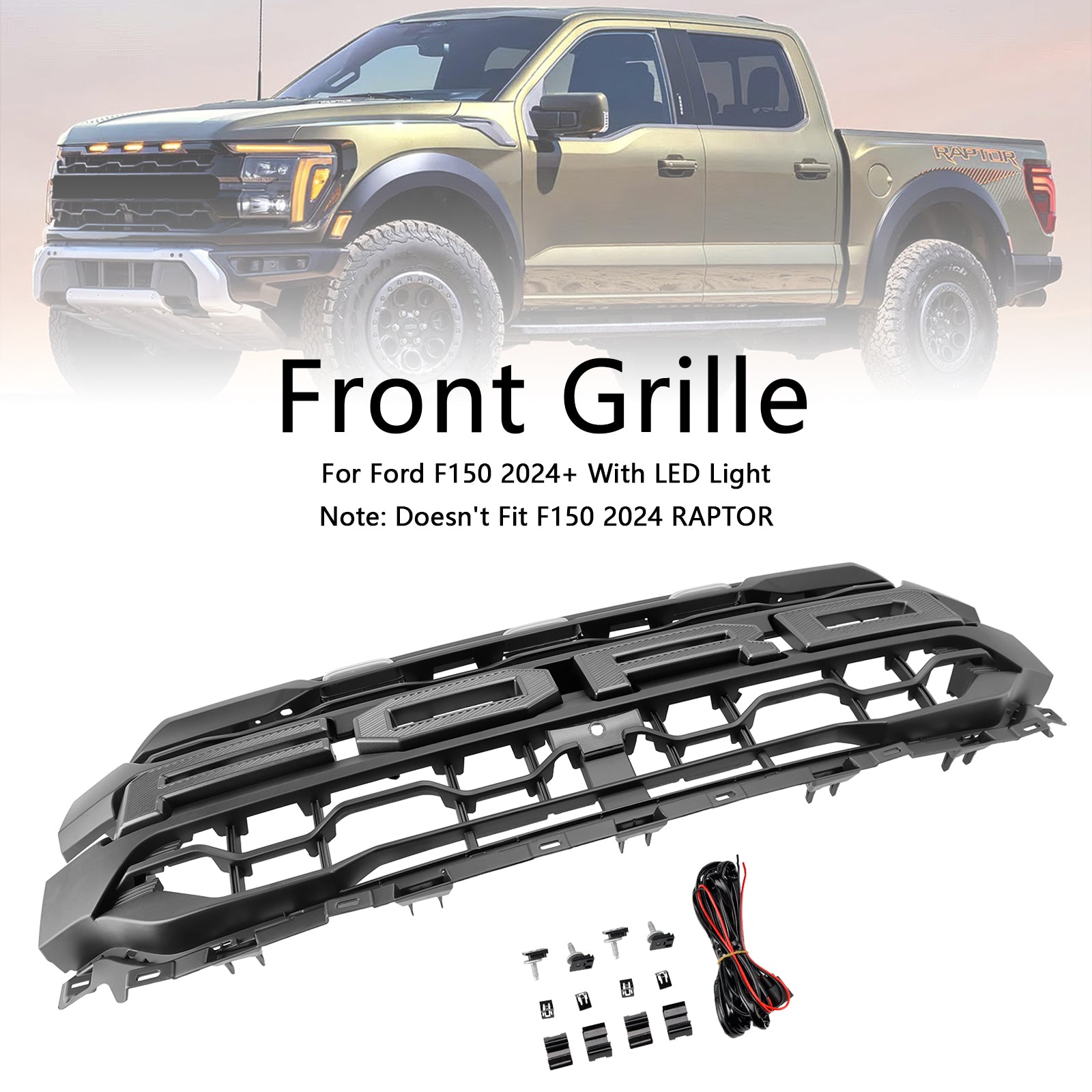 2024+ Ford F150 s čiernym predným nárazníkom mriežky Grill Grill