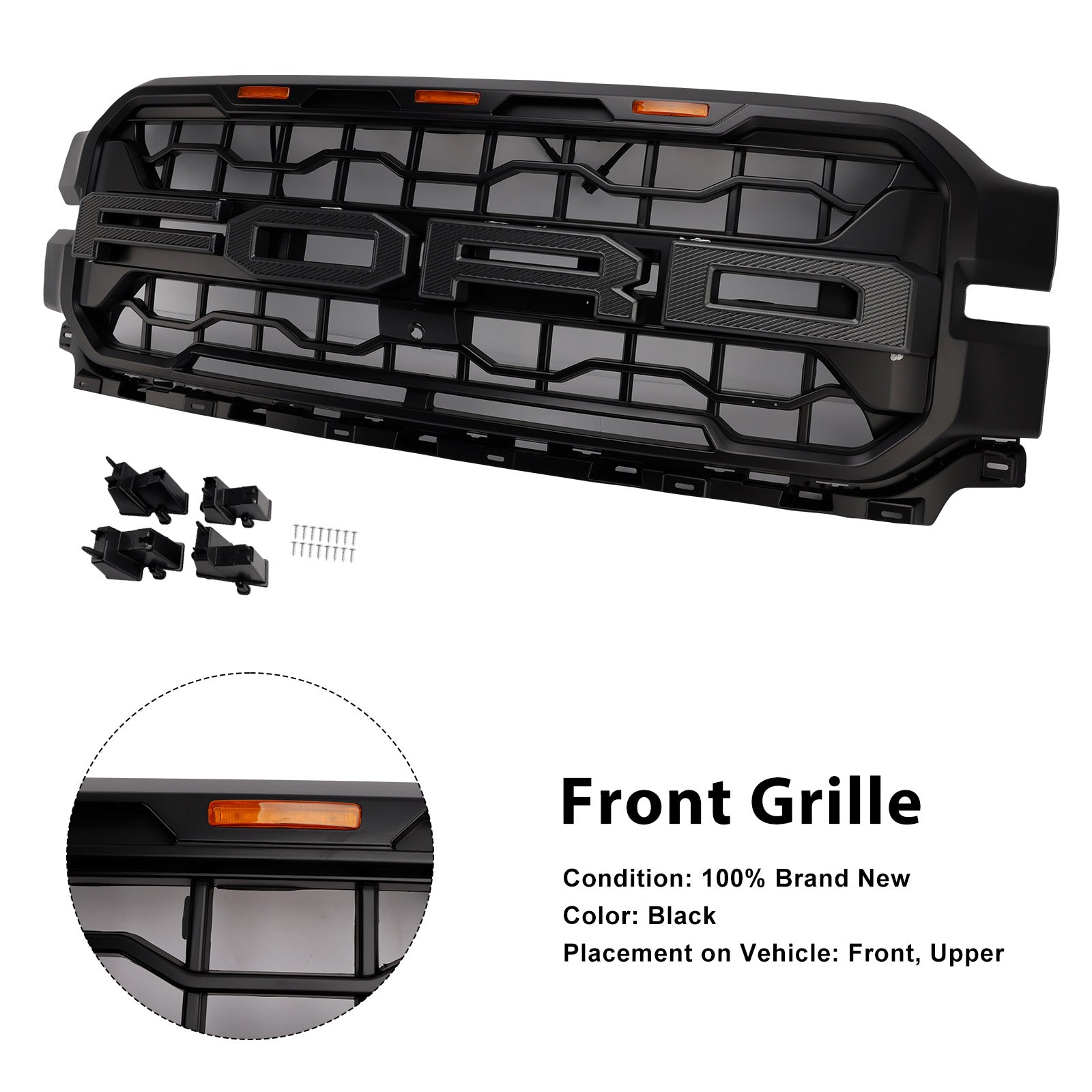 2024+ Ford F150 con griglia per paraurti anteriore nera a LED