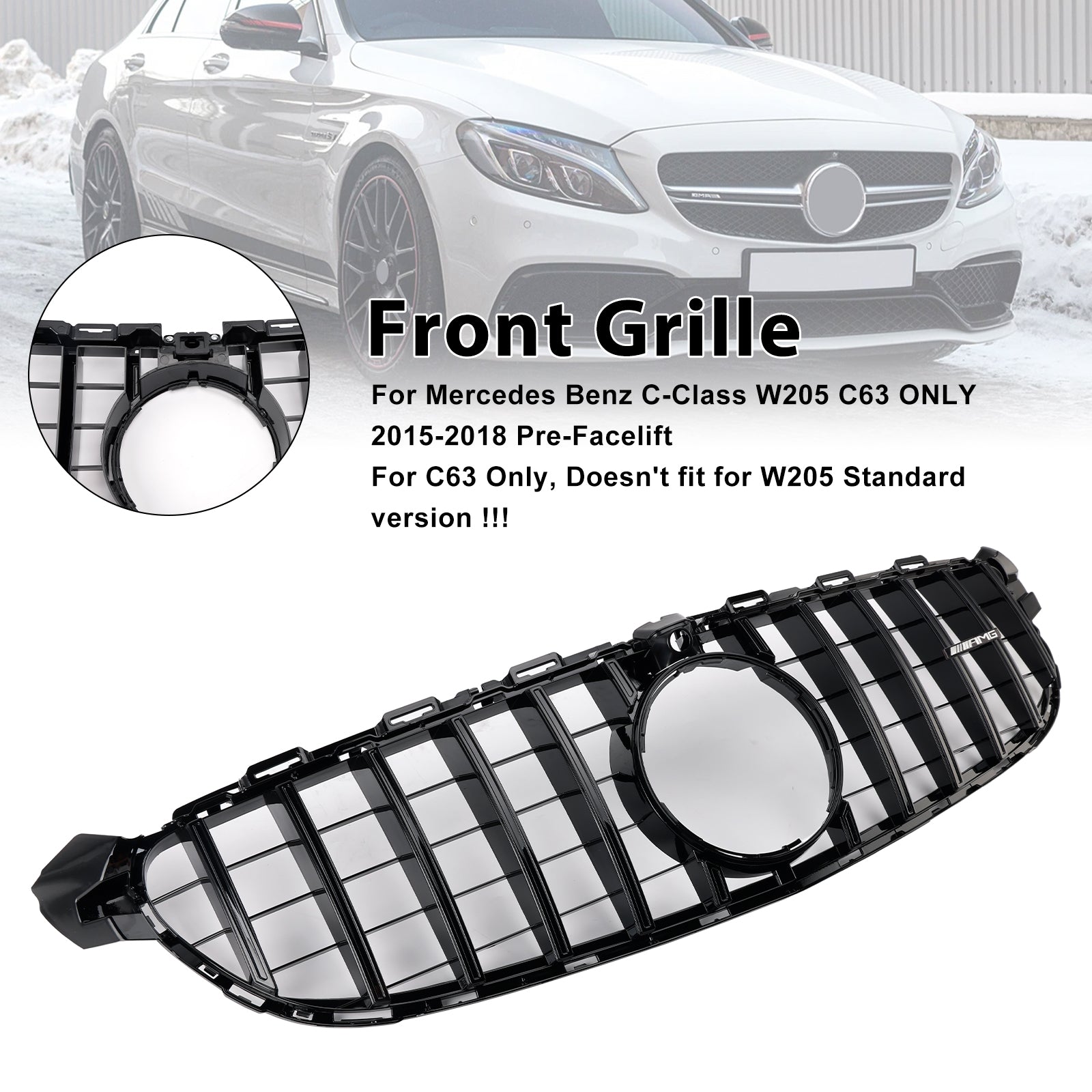 2015-2018 Mercedes Benz W205 C63 Pre-Facelift Front Bumper Grille Grill