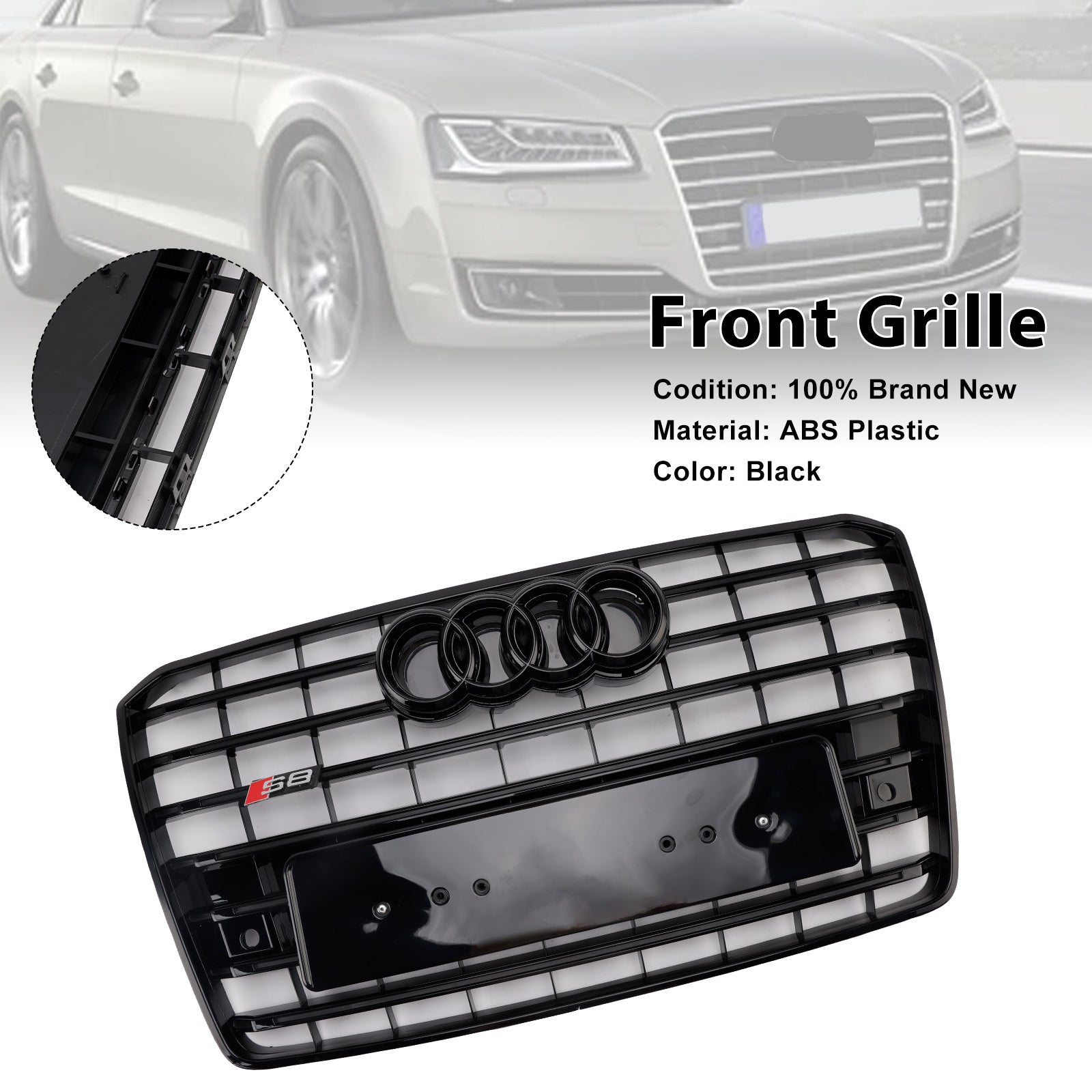 2015-2017 Audi A8 S8 S8 Style avant Bumper Grille Mesh Grill Black