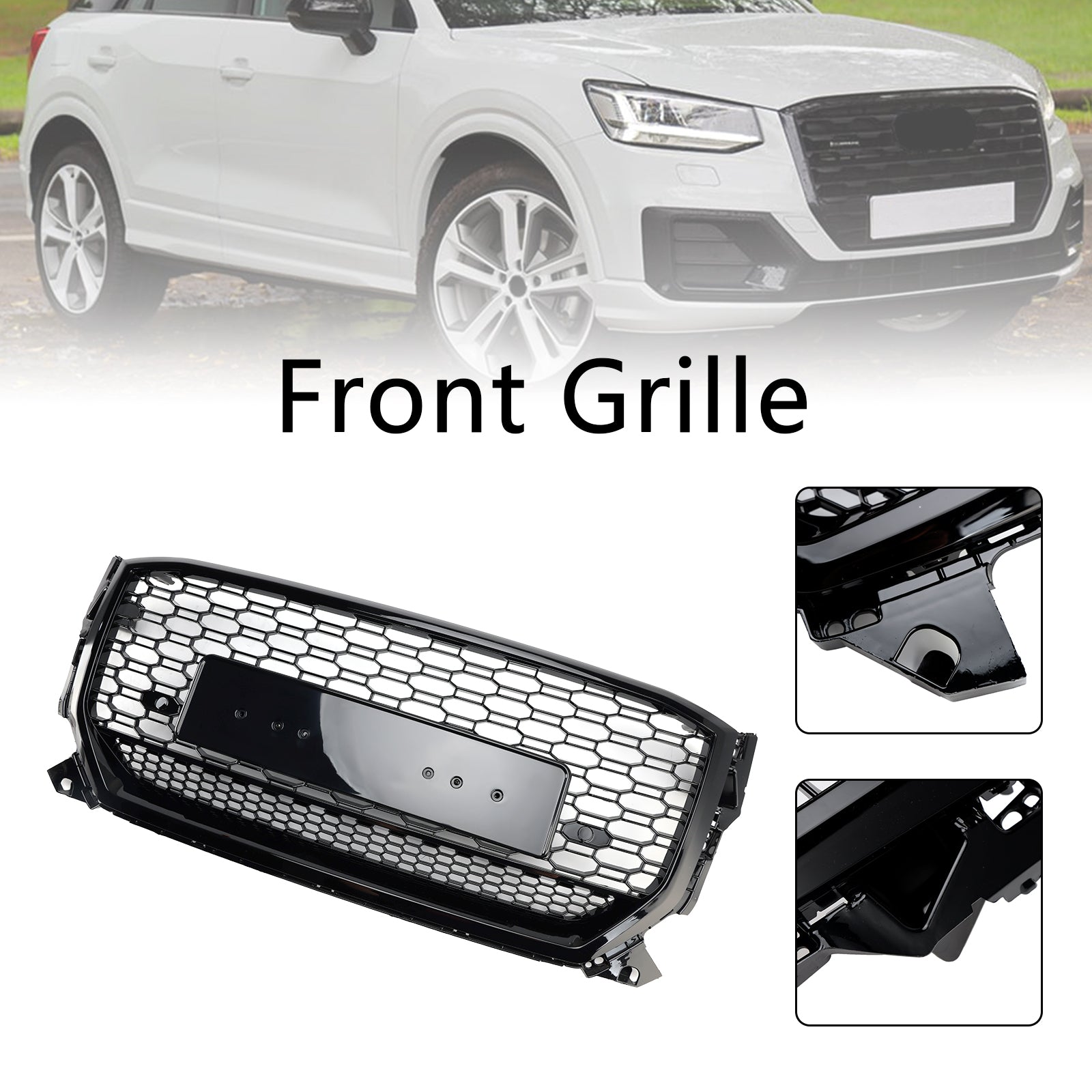 2016-2020 Audi Q2 Pre-Facelift Glanzend zwarte honingraatgrille vooraan