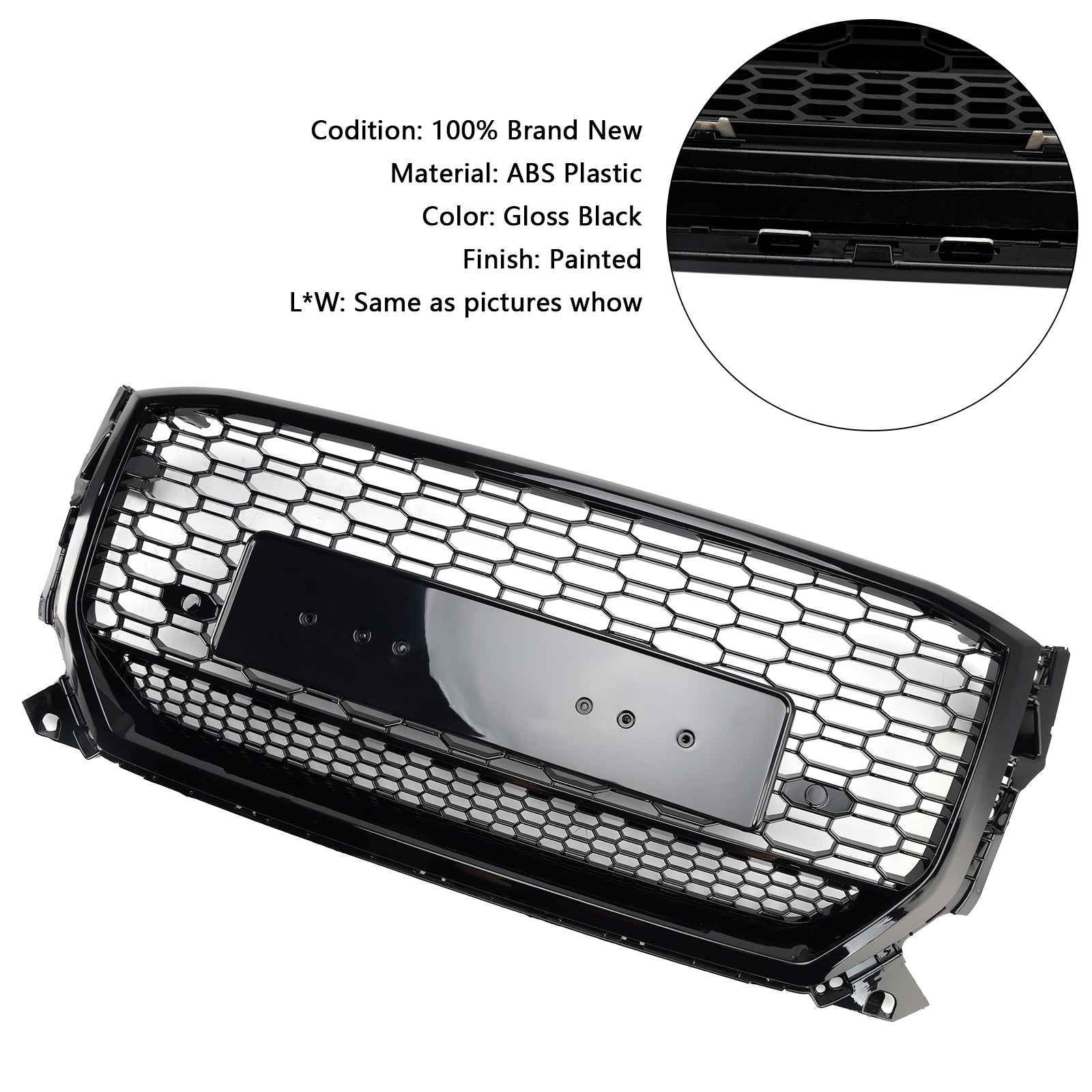 2016-2020 Audi Q2 Pre-Facelift Glanzend zwarte honingraatgrille vooraan