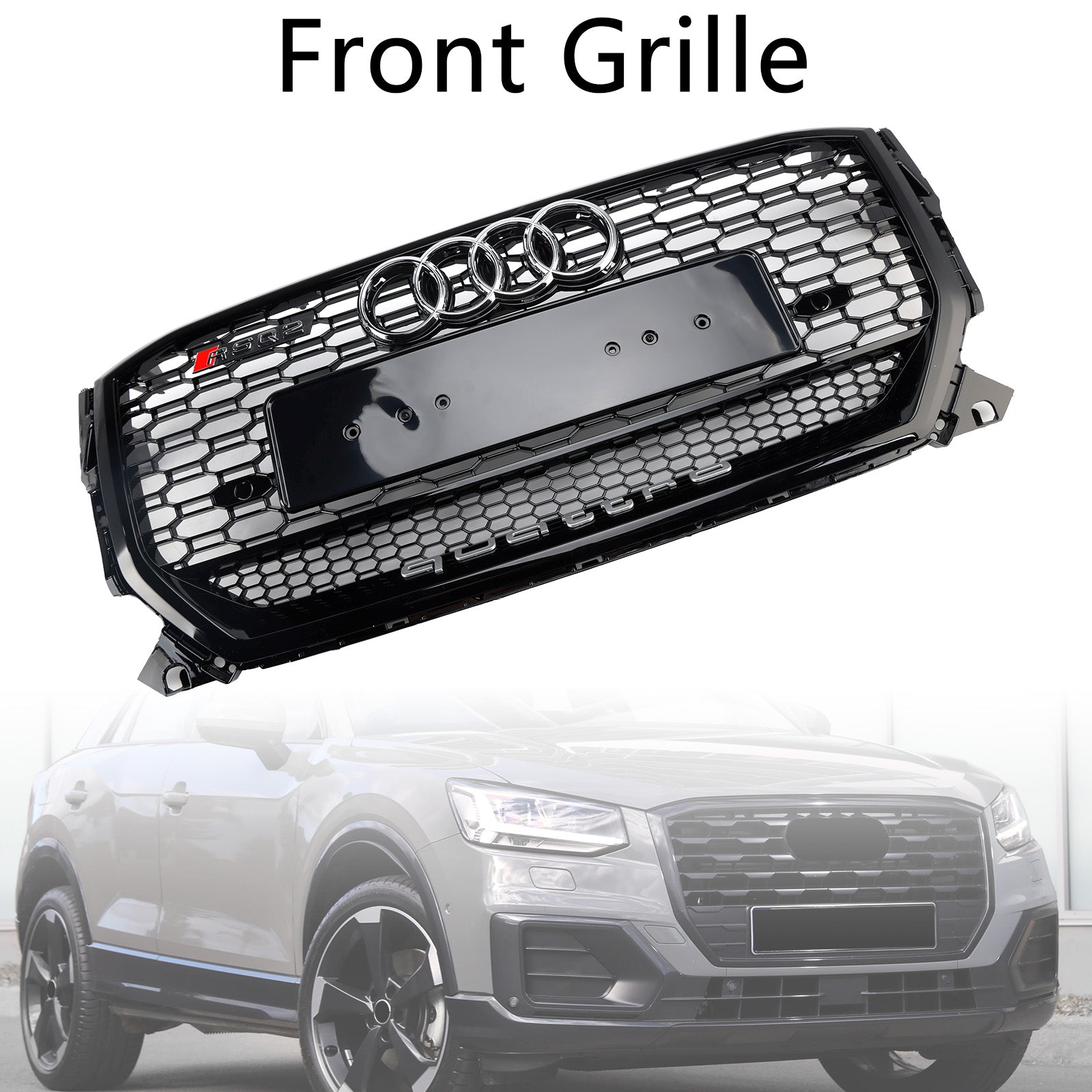 AUDI Q2 2016-2020 préfacelift Bloss Black Front Honeycomb Grille Grill