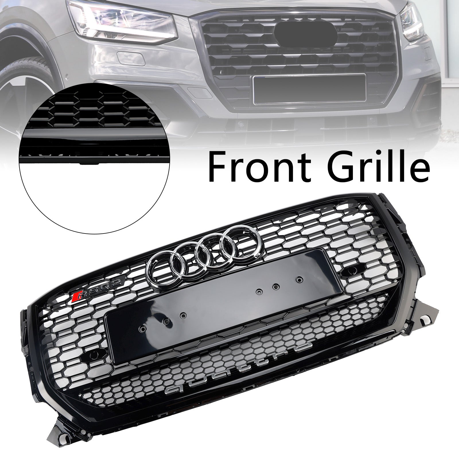 AUDI Q2 2016-2020 préfacelift Bloss Black Front Honeycomb Grille Grill