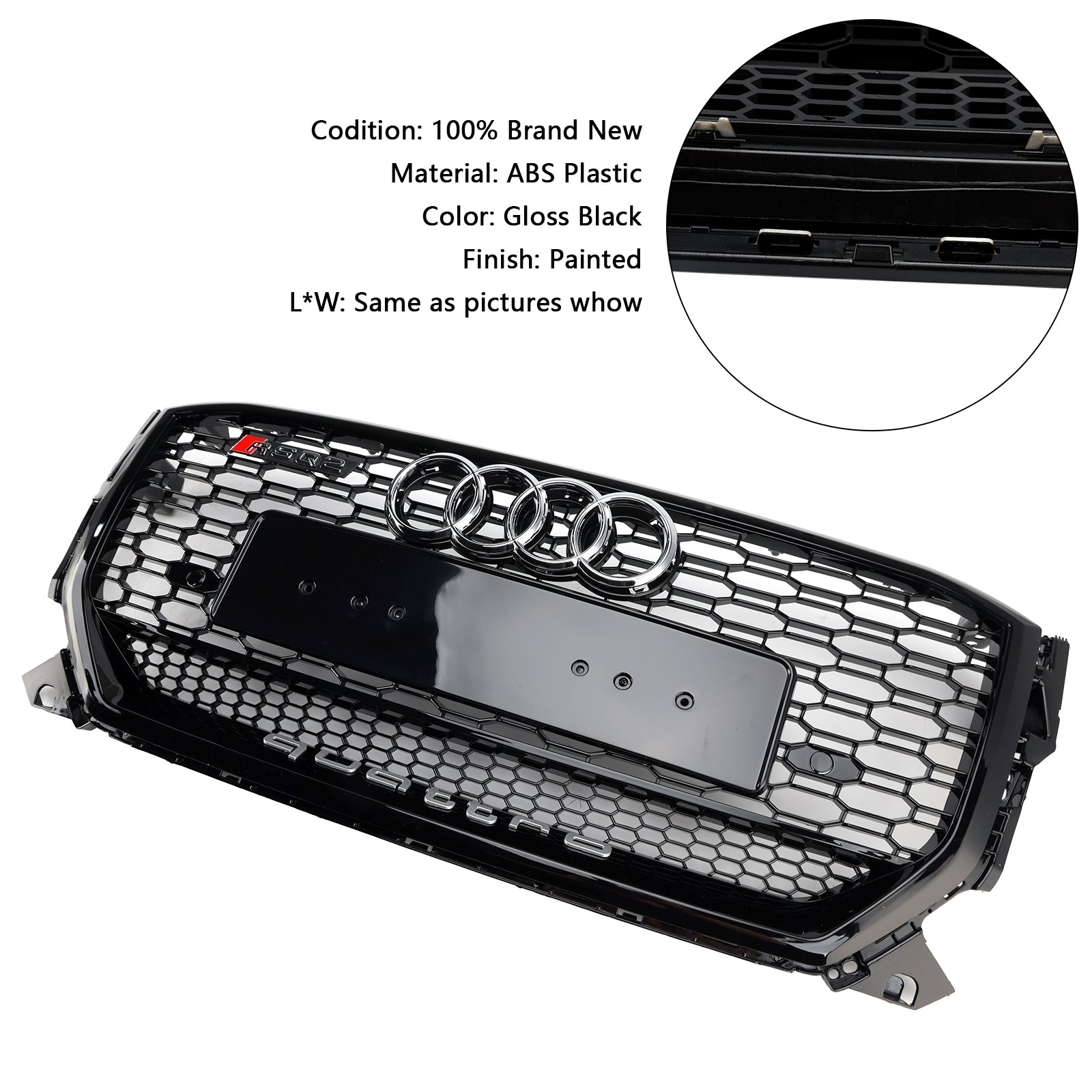 AUDI Q2 2016-2020 préfacelift Bloss Black Front Honeycomb Grille Grill