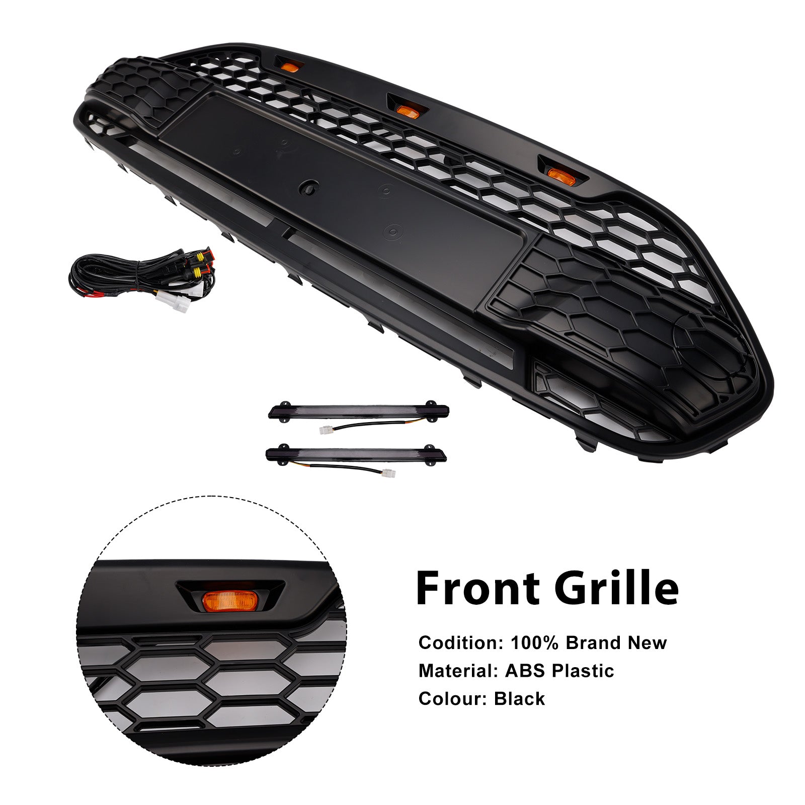 2014 2015 2016 2017 2018 Ford Transit Connect With LED Black Front Bumper Grill Grille