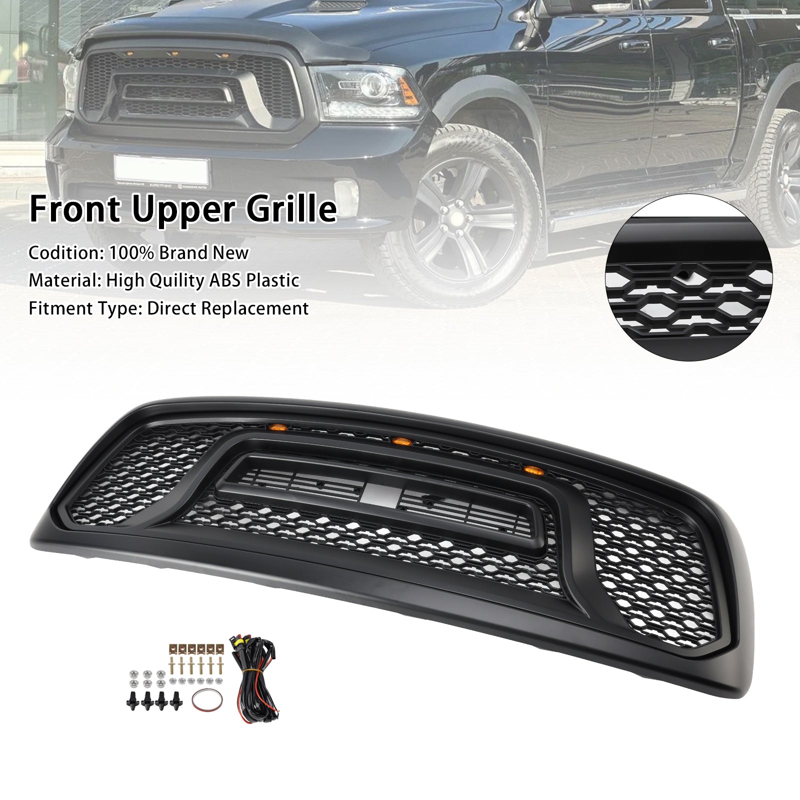 2002-2005 Dodge RAM 1500/2500/3500 Rebel Style Front Bumper Grill Grille