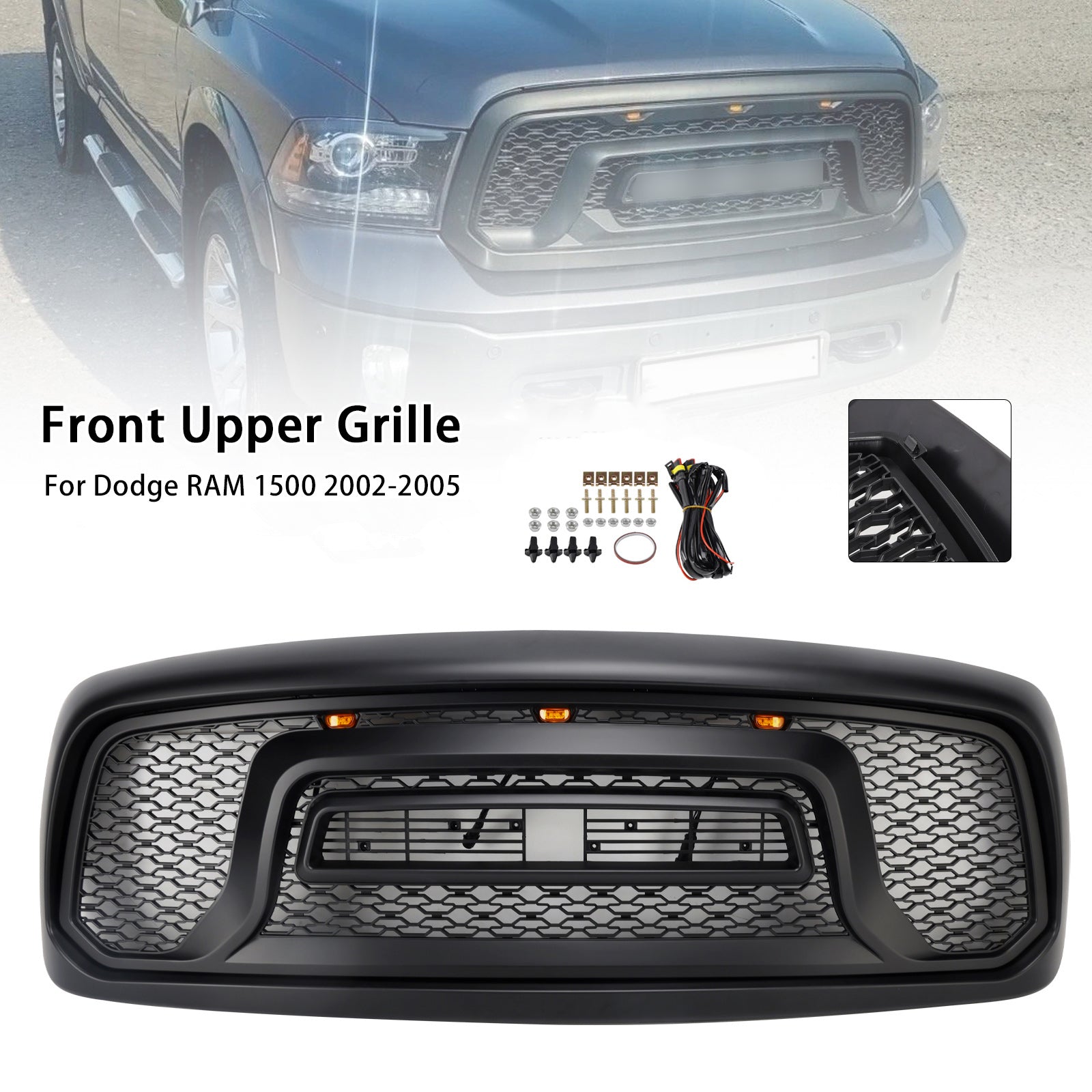 2002-2005 Dodge RAM 1500/2500/3500 Rebel Style Front Bumper Grill Grille