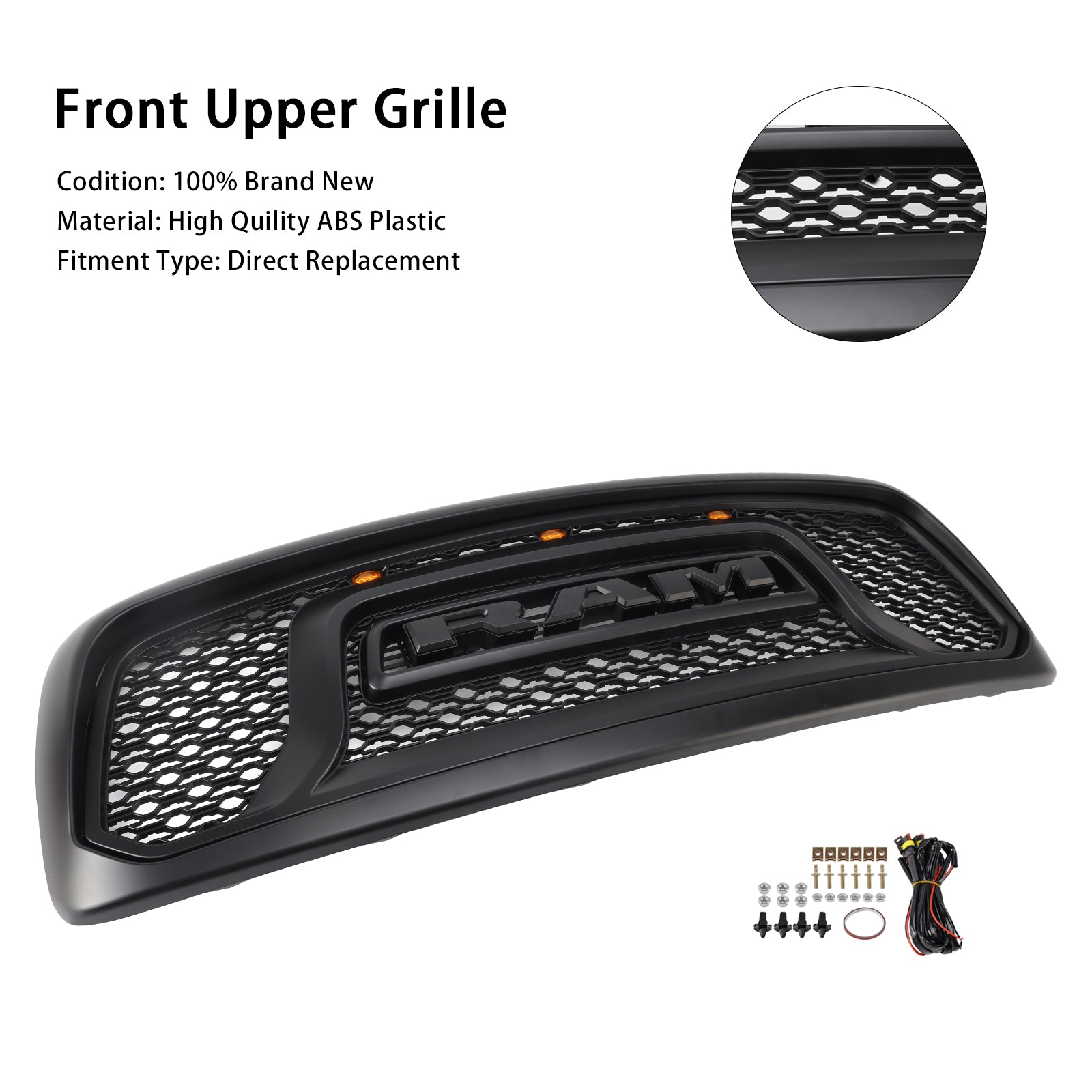 2002-2005 Dodge RAM 1500/2500/3500 Rebel Style Front Bumper Grill Grille