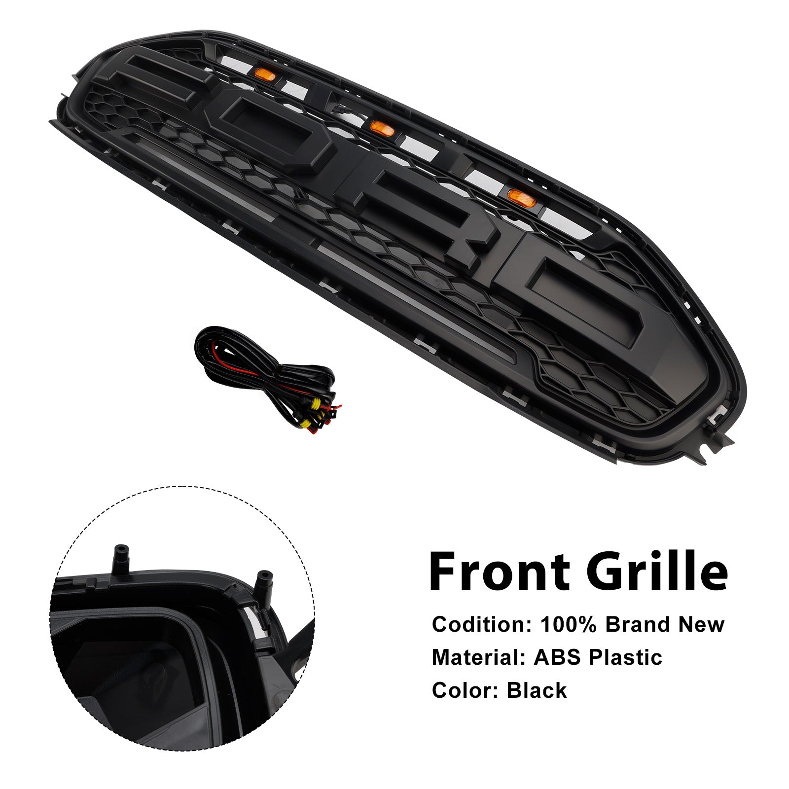 Ford Transit Connect 2019-2023 Black Front Bumper Grill Grille With LED