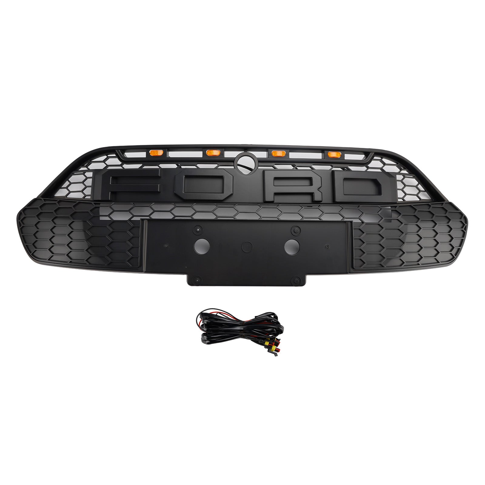 Ford Transit Custom 2013-2017 Matte Black Front Bumper Grille Grill With LED