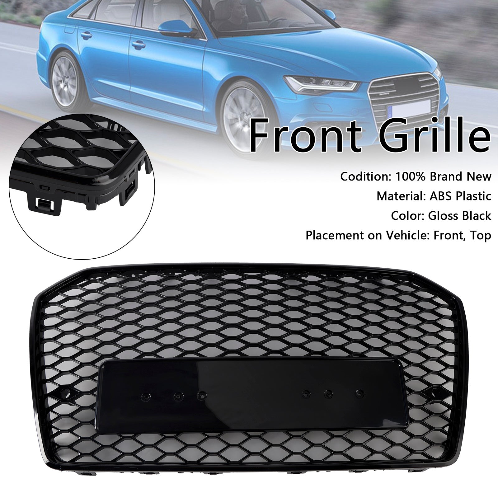 RS6 Stijl Honingraat Mesh Grille Grill Fit Audi A6 S6 C7 2016-2018 Zwart