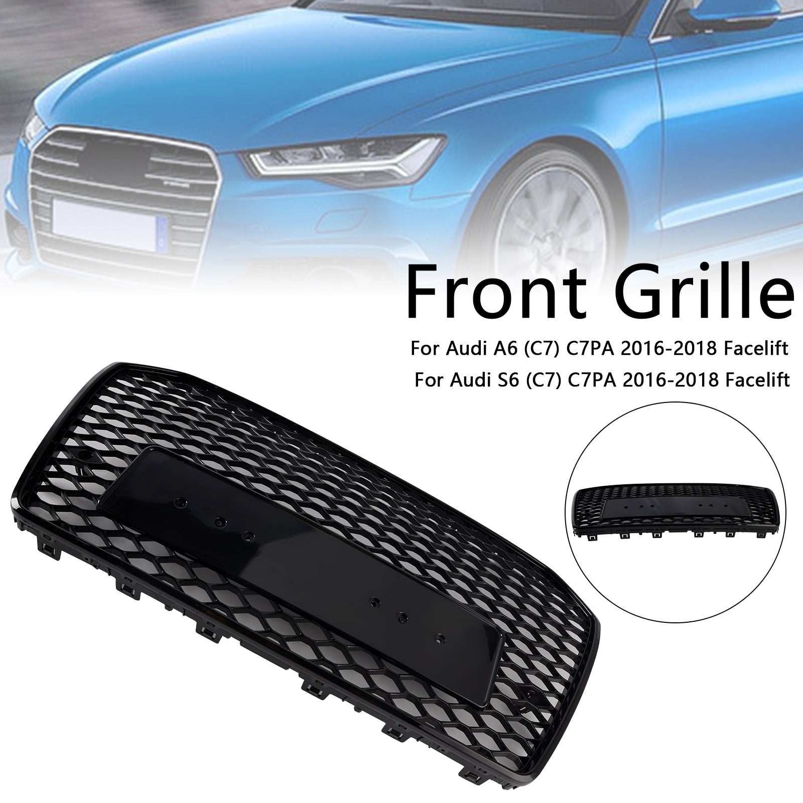 RS6 Stijl Honingraat Mesh Grille Grill Fit Audi A6 S6 C7 2016-2018 Zwart