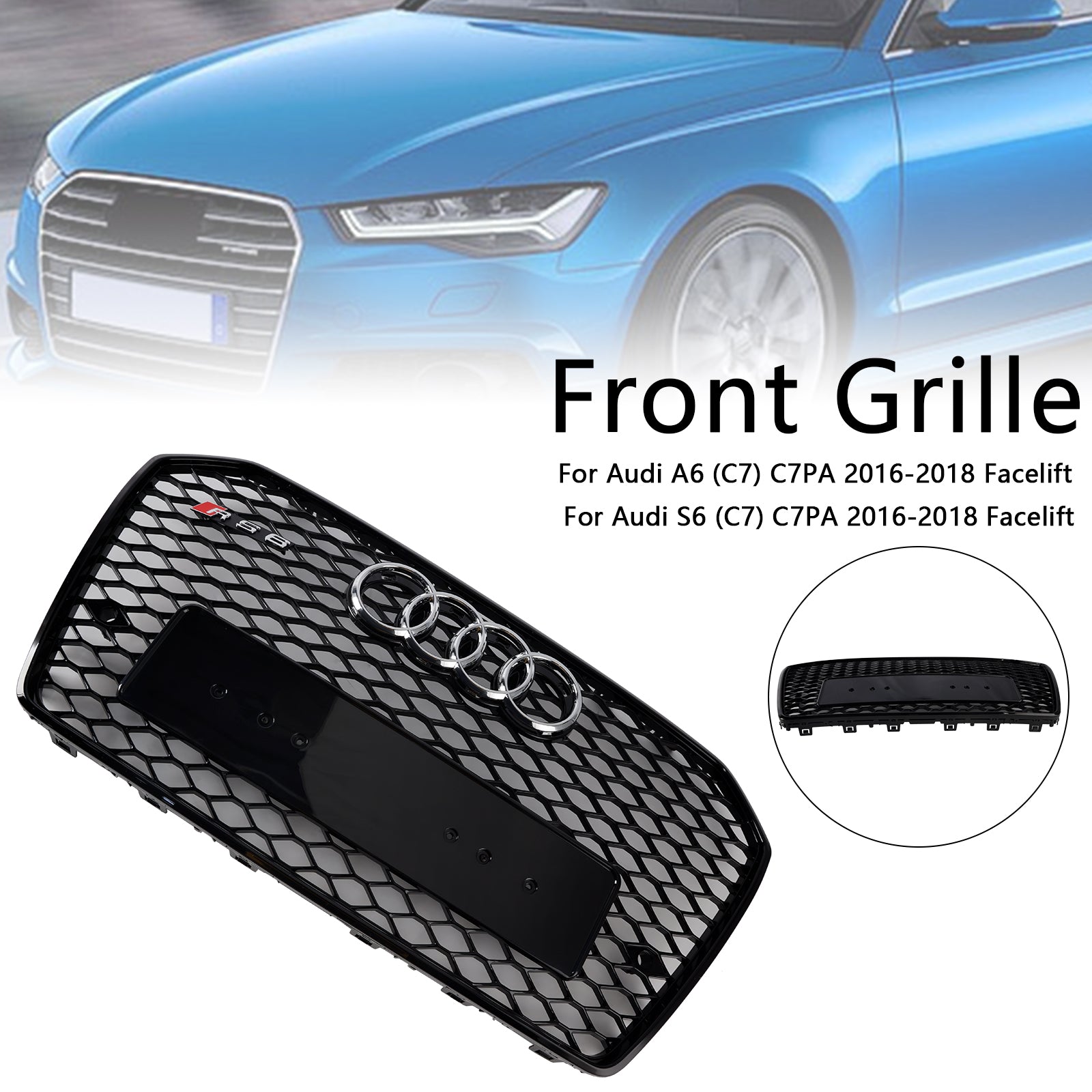 2016-2018 Audi A6 (C7) C7PA Facelift RS6 Front Honeycomb Mesh Grille