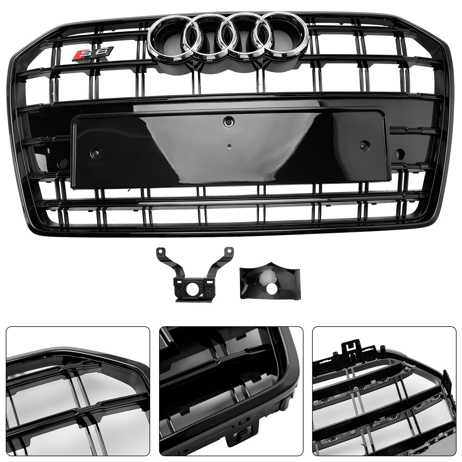 2016-2018 Audi A6 S6 C7 S6 Style Front Bumper Grille Grill Black