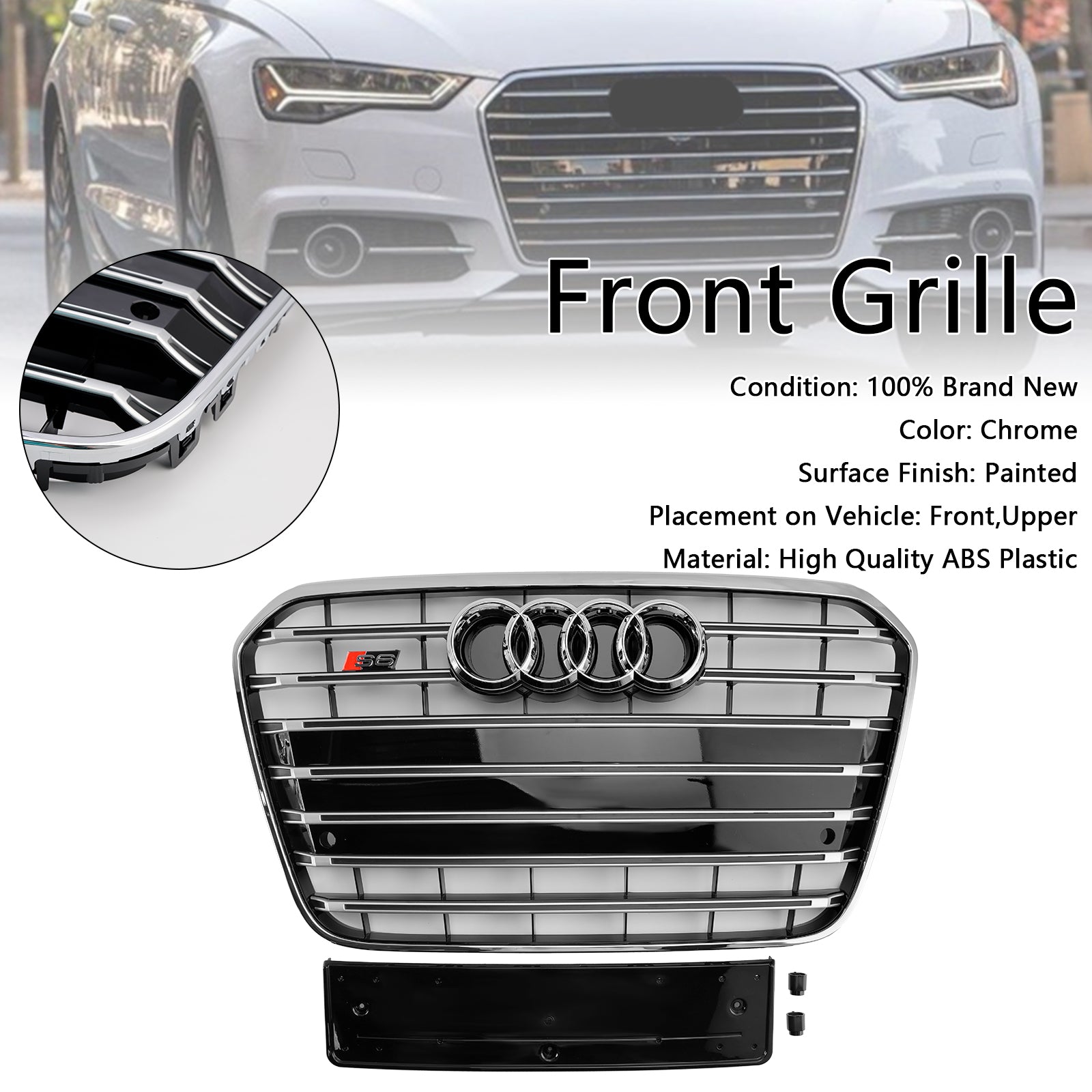 2012-2015 Audi A6 C7 S6 Style Voorbumper Grill Grille Chroom