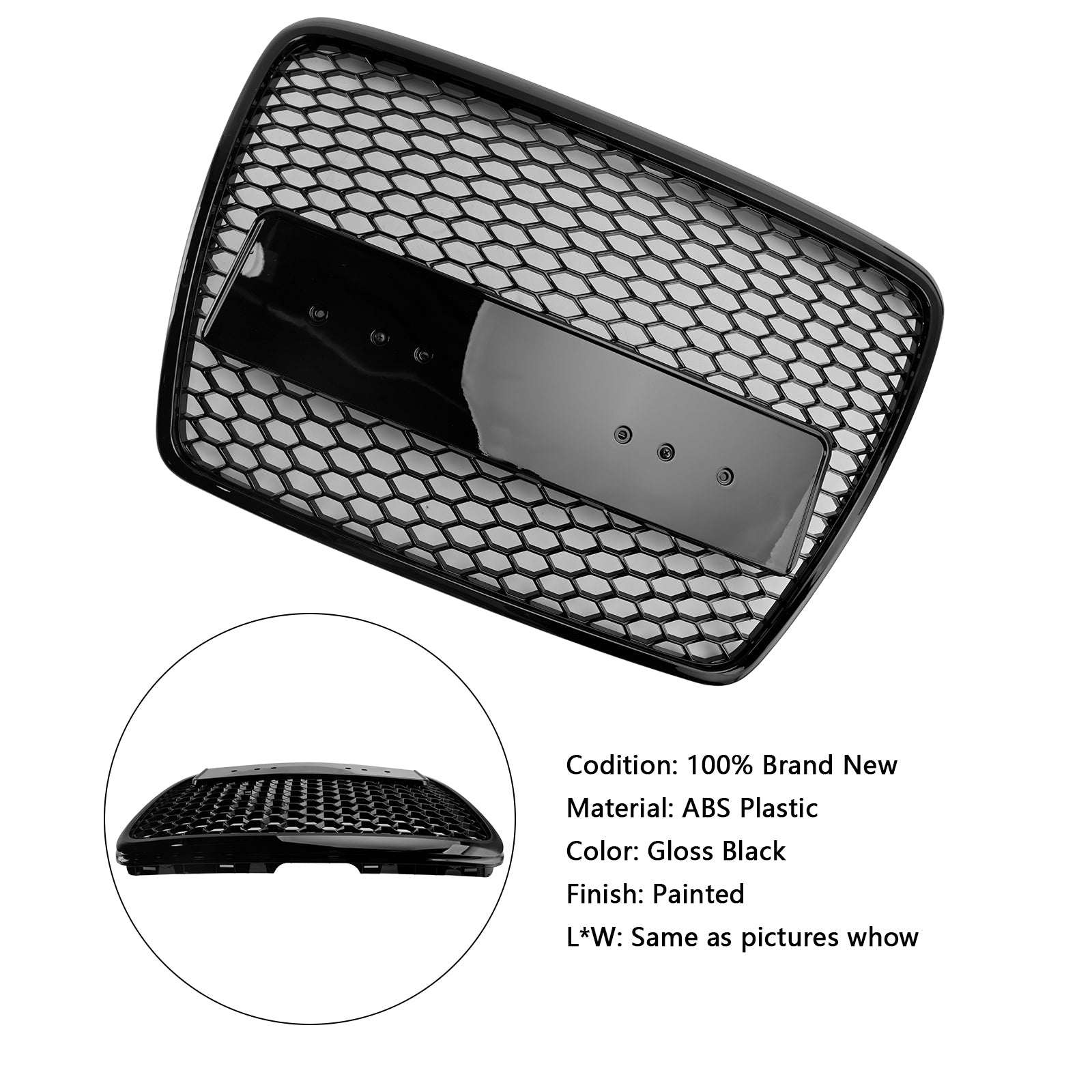 2008-2011 Audi A6 C6 Facelift Black Front Honeycomb Bumper Grill Grille