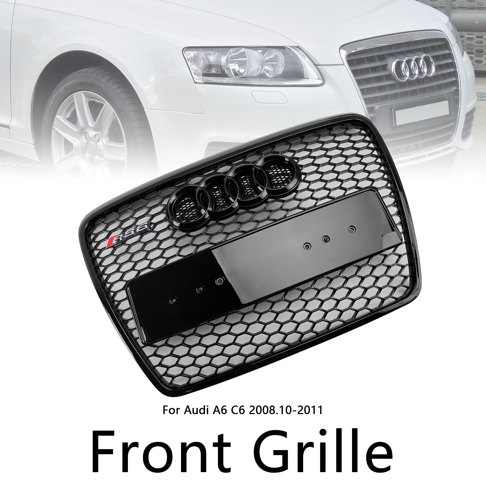 2008 2009 2010 2011 Audi A6 C6 Facelift Zwart Honingraat Bumper Grill Grille