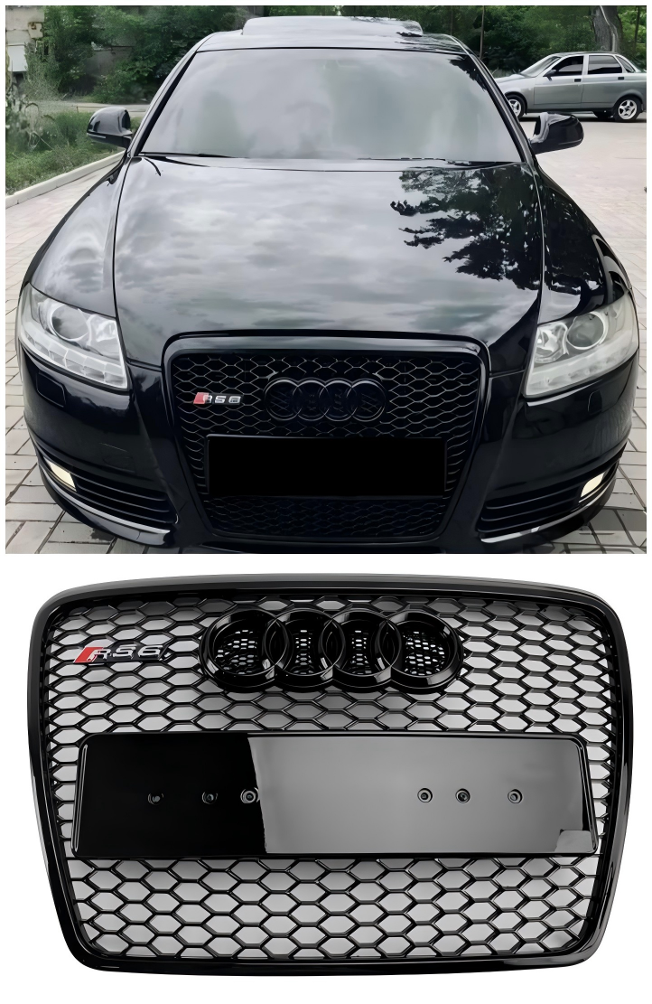 2008 2009 2010 2011 Audi A6 C6 Facelift Black Front Honeycomb Bumper Grill Grille