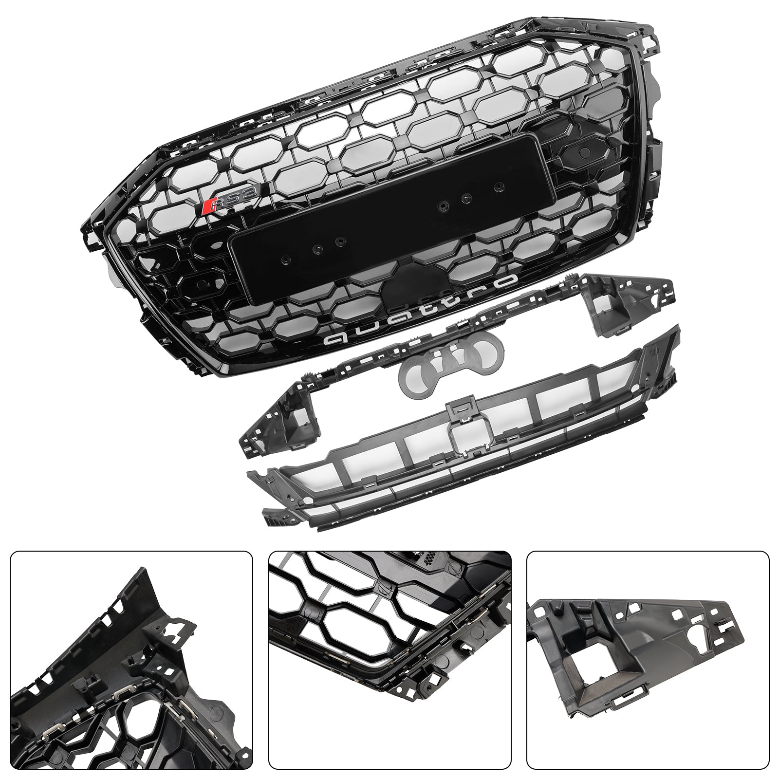 2020-2024 Audi A3 S3 RS3 Honeycomb Front Grille Grill Bloss Black