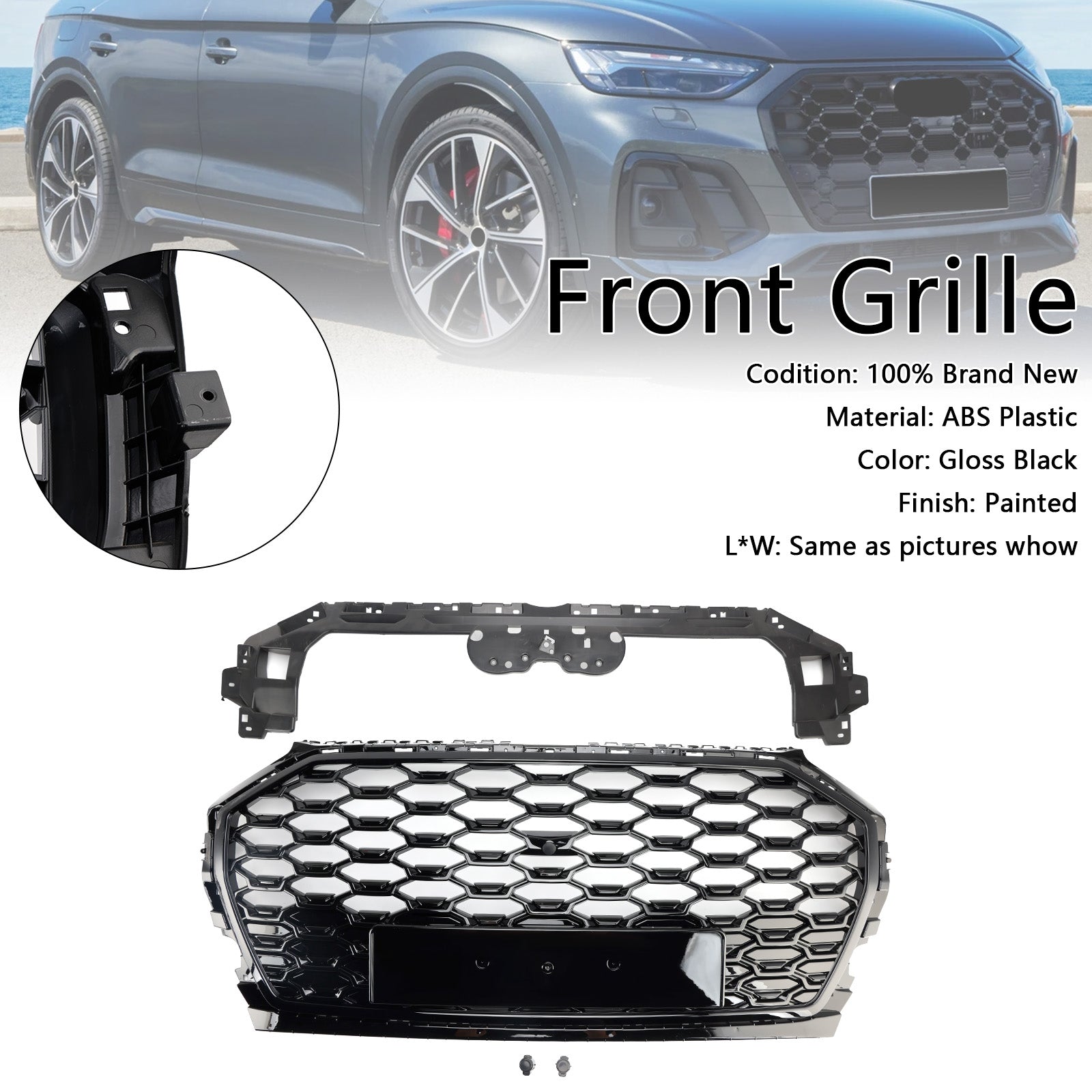 2021-2025 Audi Q5 SQ5 RSQ5 Style Front Honeycomb Mesh Grill Grill