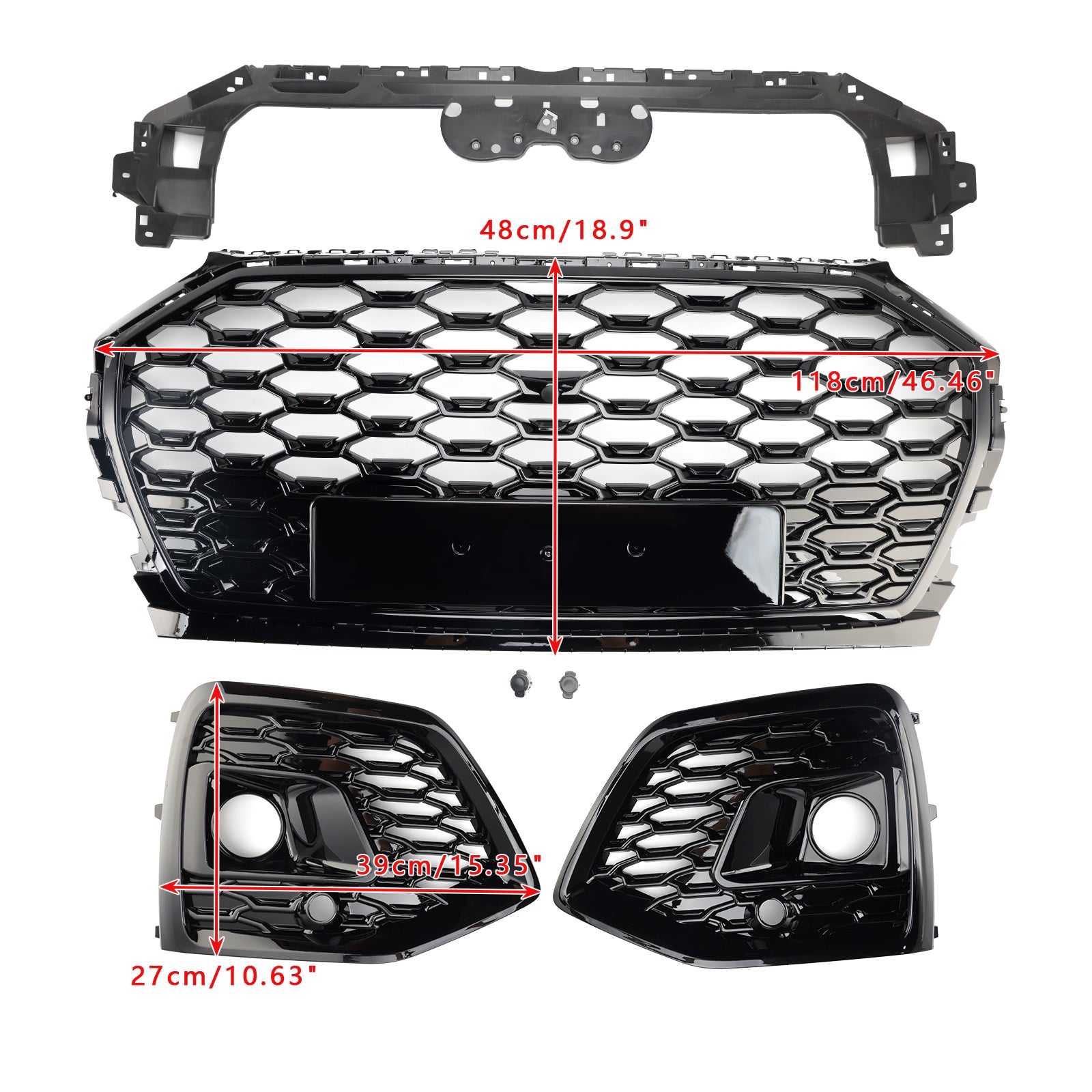 Grille de pare-chocs avant en nid d'abeille pour Audi Q5 2021-2025 & Cache-phares antibrouillard