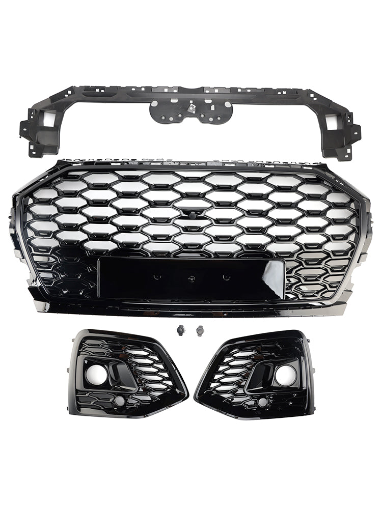Grille de pare-chocs avant en nid d'abeille pour Audi Q5 2021-2025 & Cache-phares antibrouillard