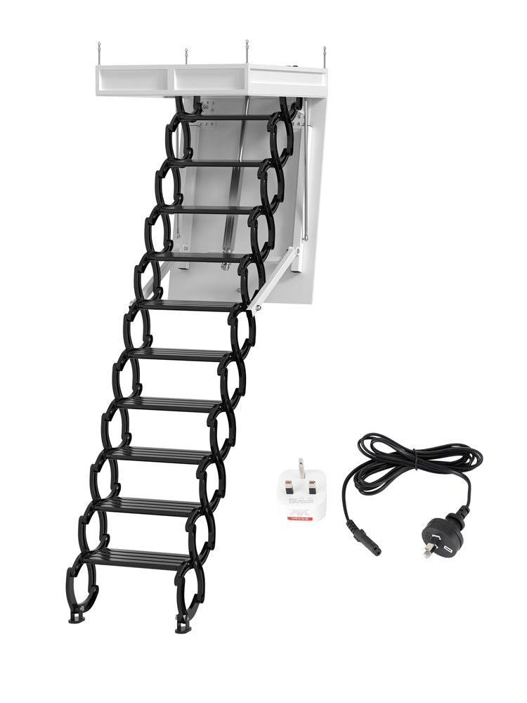 Electirc Attic Ladder Aluminum Folding 70*100 cm 9.5Ft With Remote For Loft UK