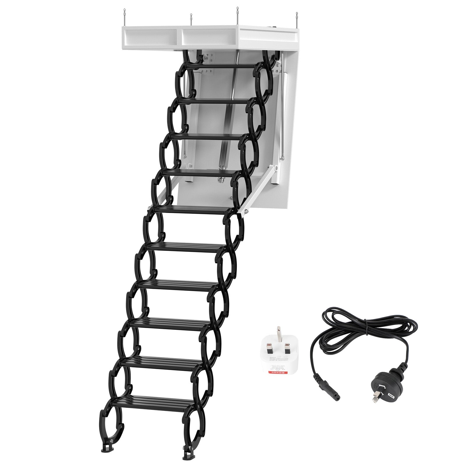 Electirc Attic Ladder Aluminum Folding 70*100 cm 9.5Ft With Remote For Loft UK