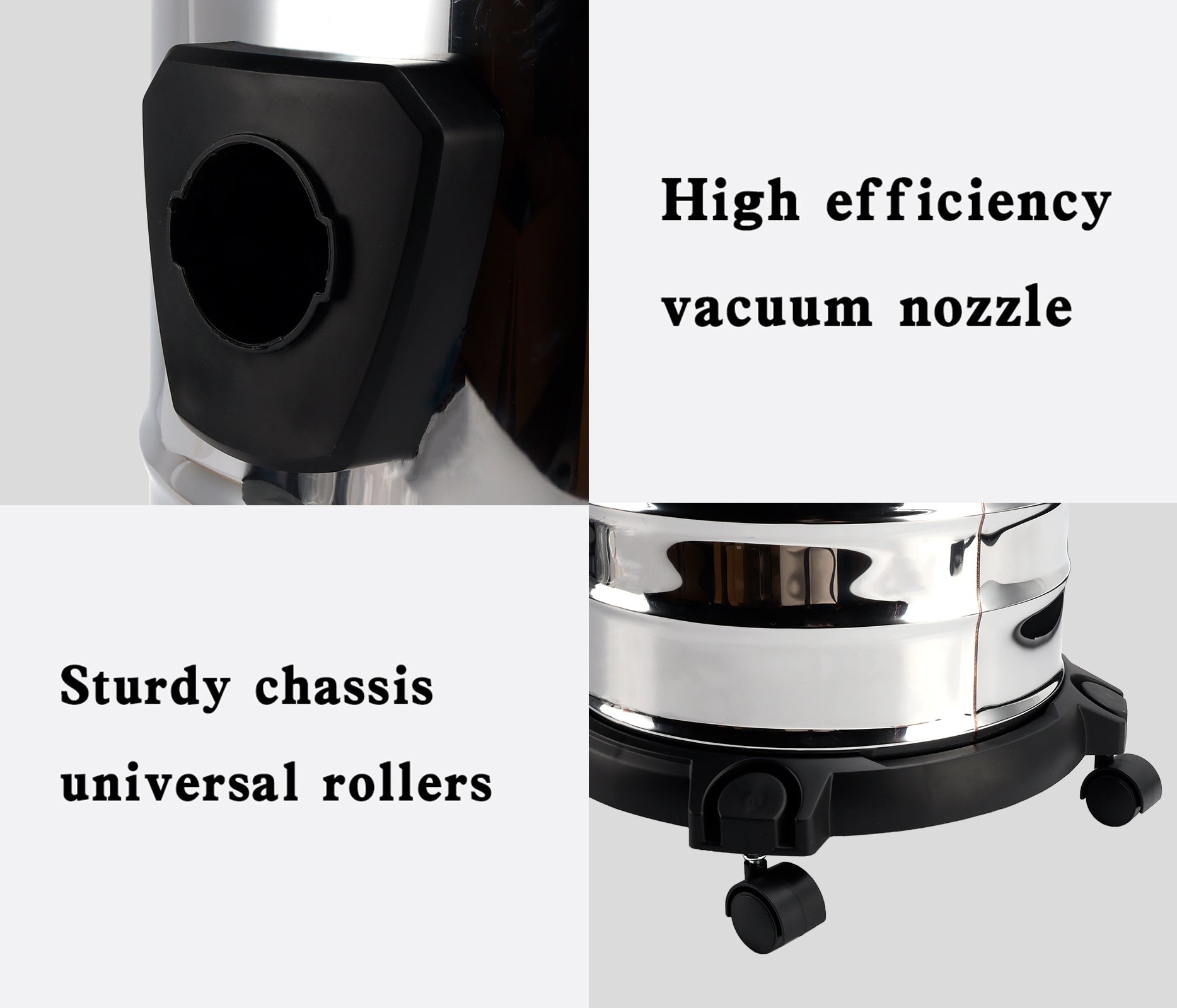 5 Gallon Steel Stainless Wet/Dry Canister Vac Shop Vacuum Cleaner 1800W